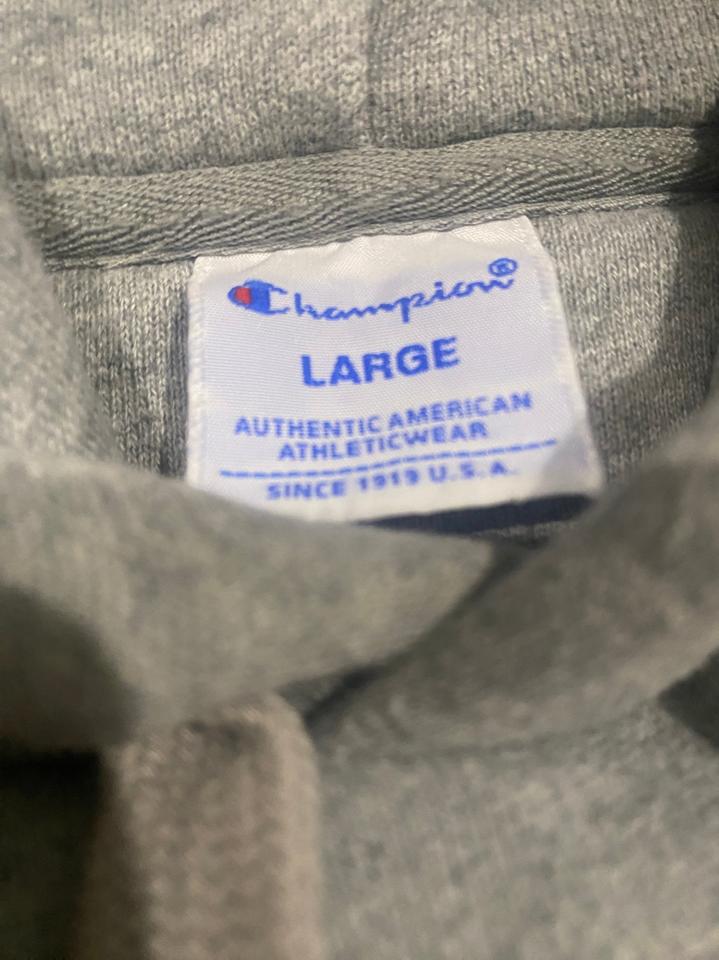 Champion x atmos Tokyo Hoodie Womens Large Grey Big Logo Pullover Sweatshirt