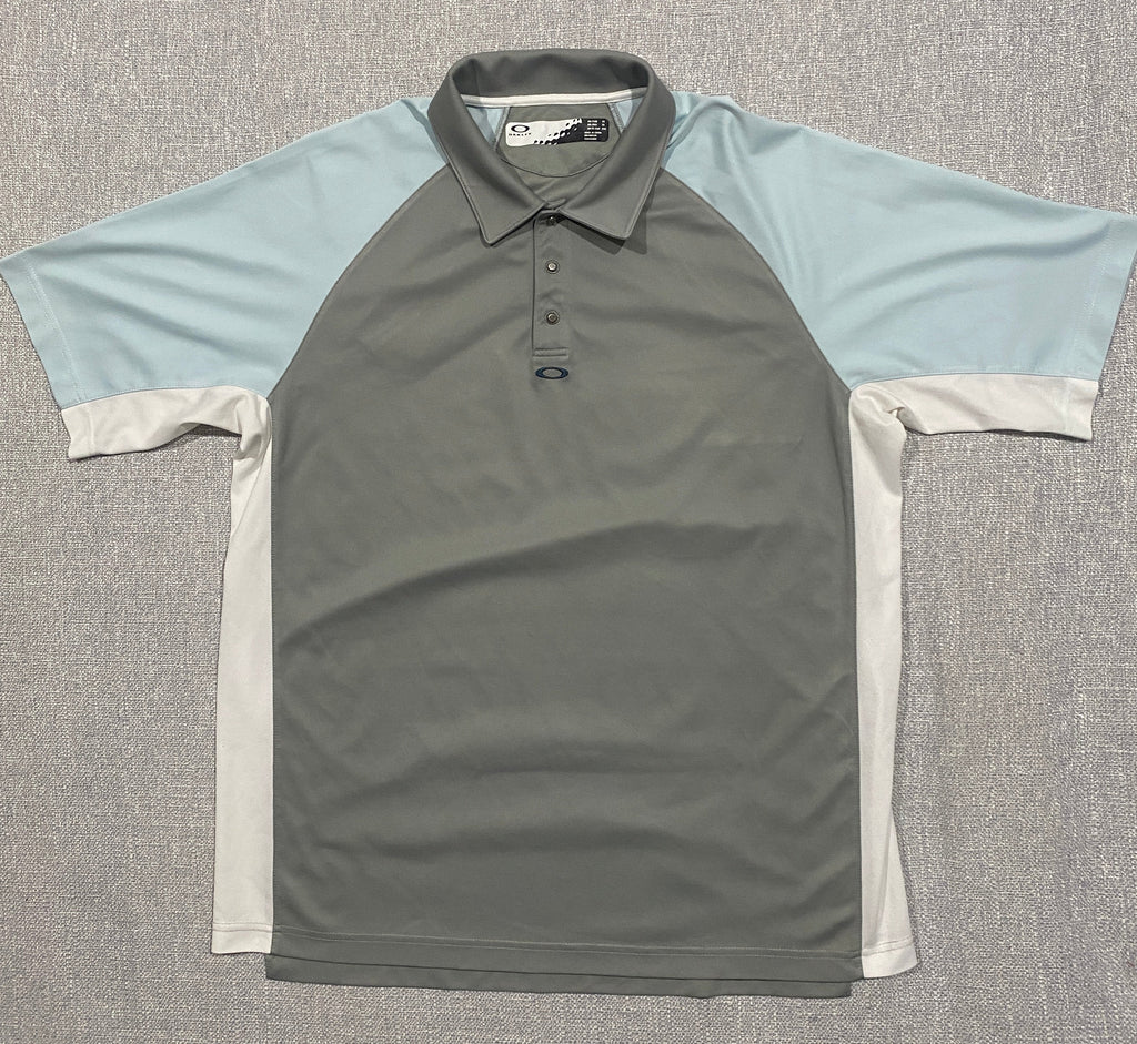 Oakley Men's Polo Shirt in Gray and Light Blue