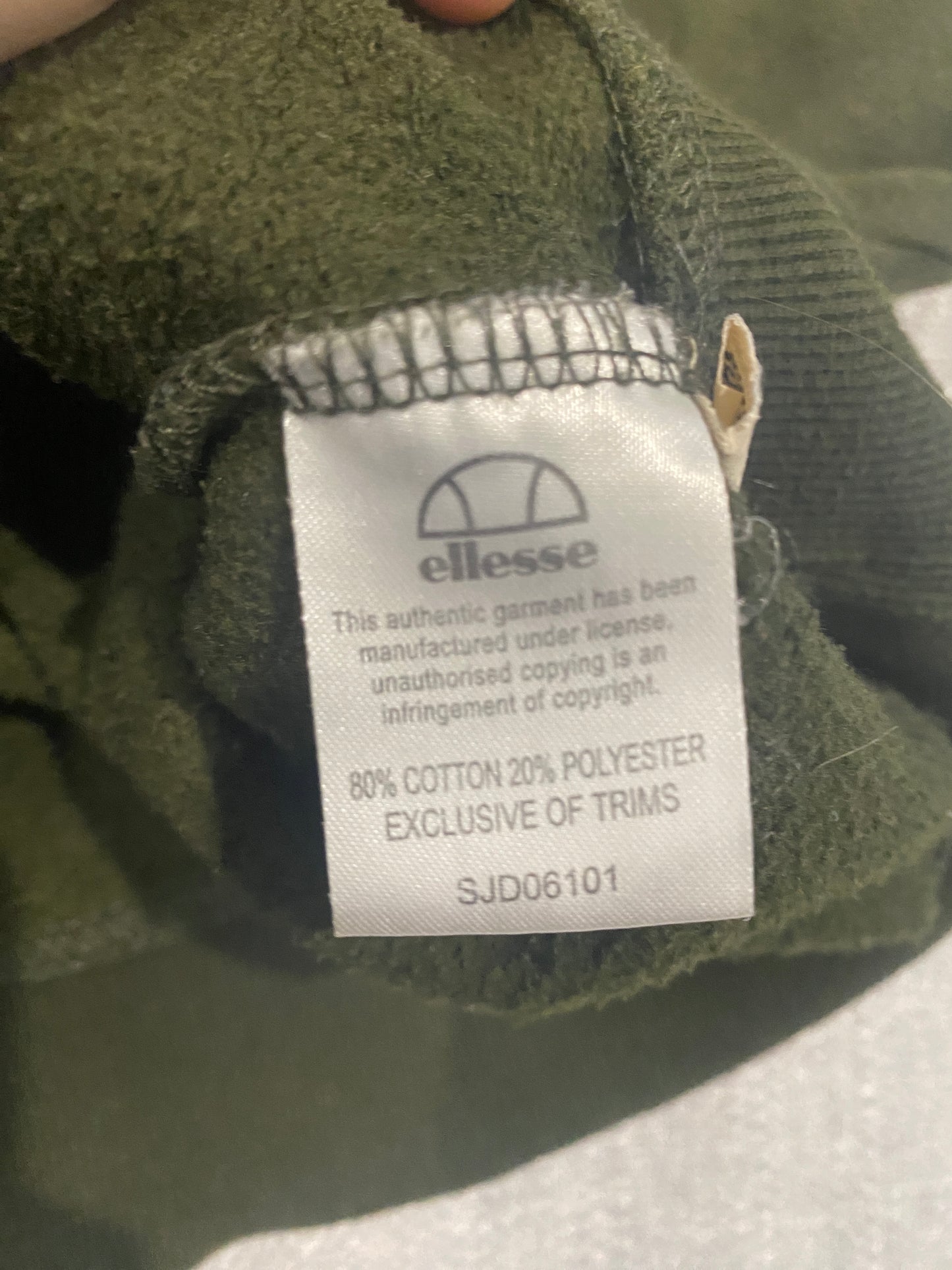 Ellesse Logo Hoodie Men’s XL Olive Green Pullover Fleece Sweatshirt