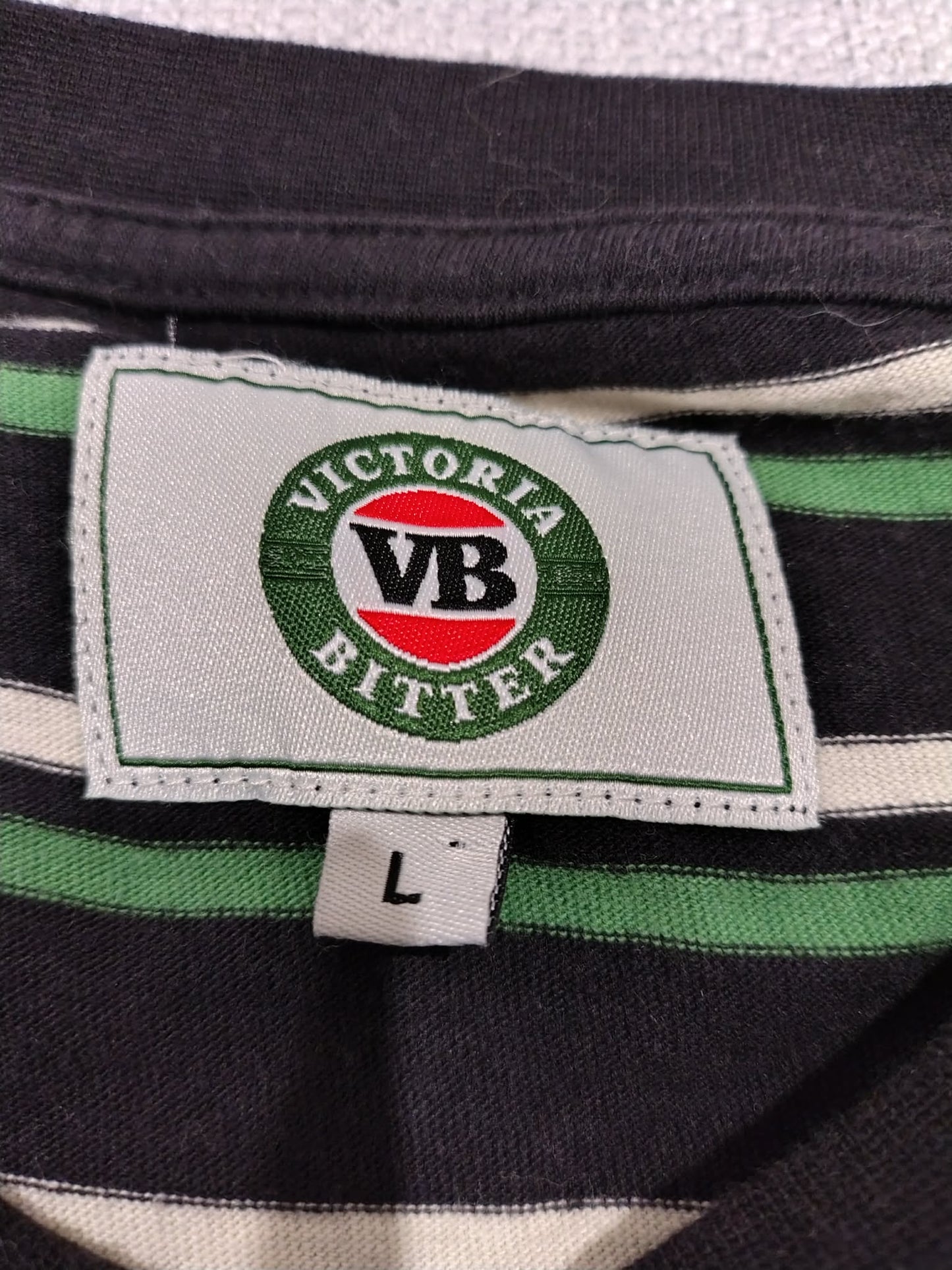 VB Victoria Bitter Striped Tee Size L Streetwear Y2K