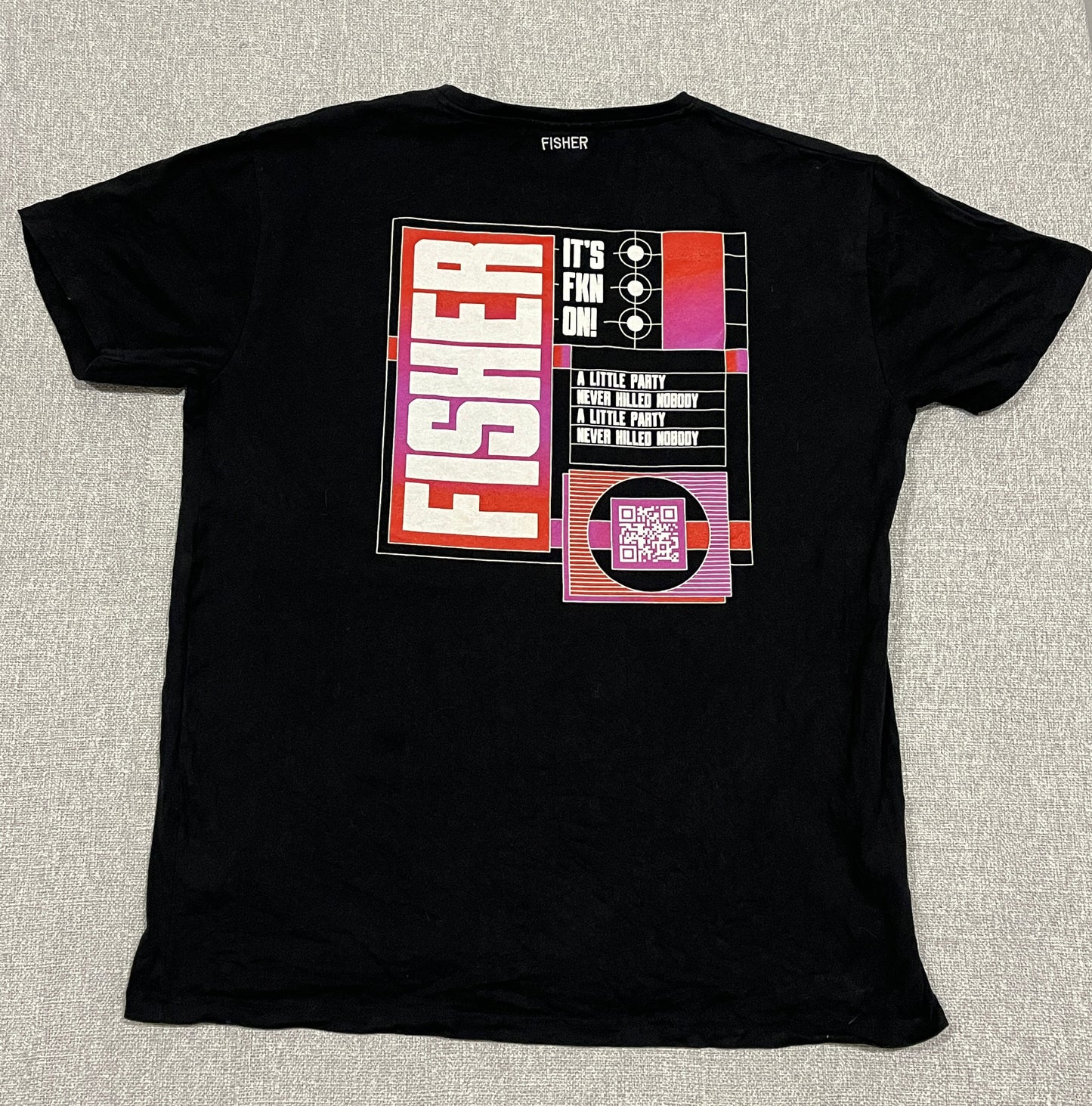 Nosta Ding Fisher Graphic T Shirt Mens XL Black Festival Party Streetwear Tee