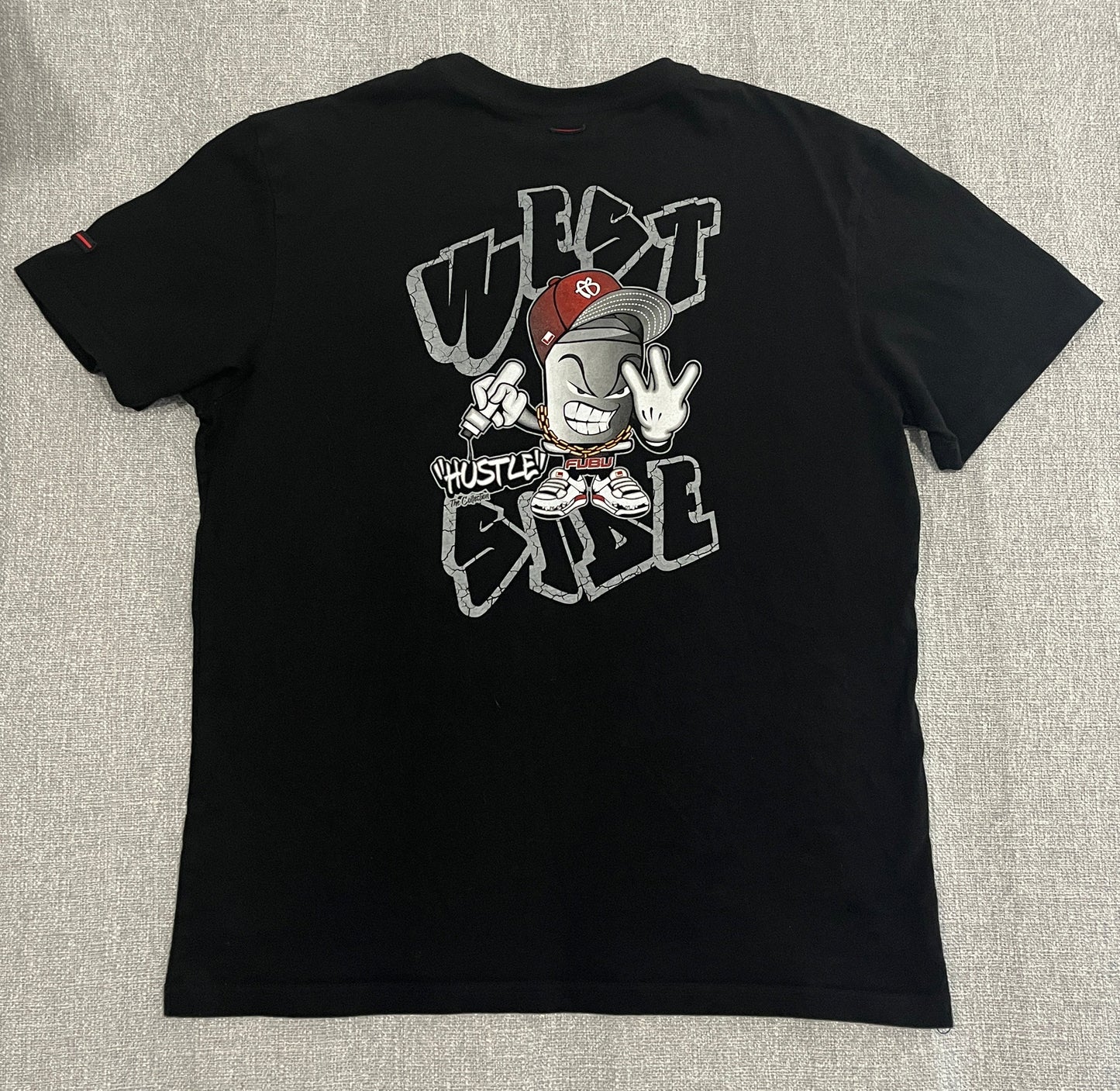 FUBU Worldwide Hustle Graphic T-Shirt Mens Large Black Streetwear Hip Hop Tee