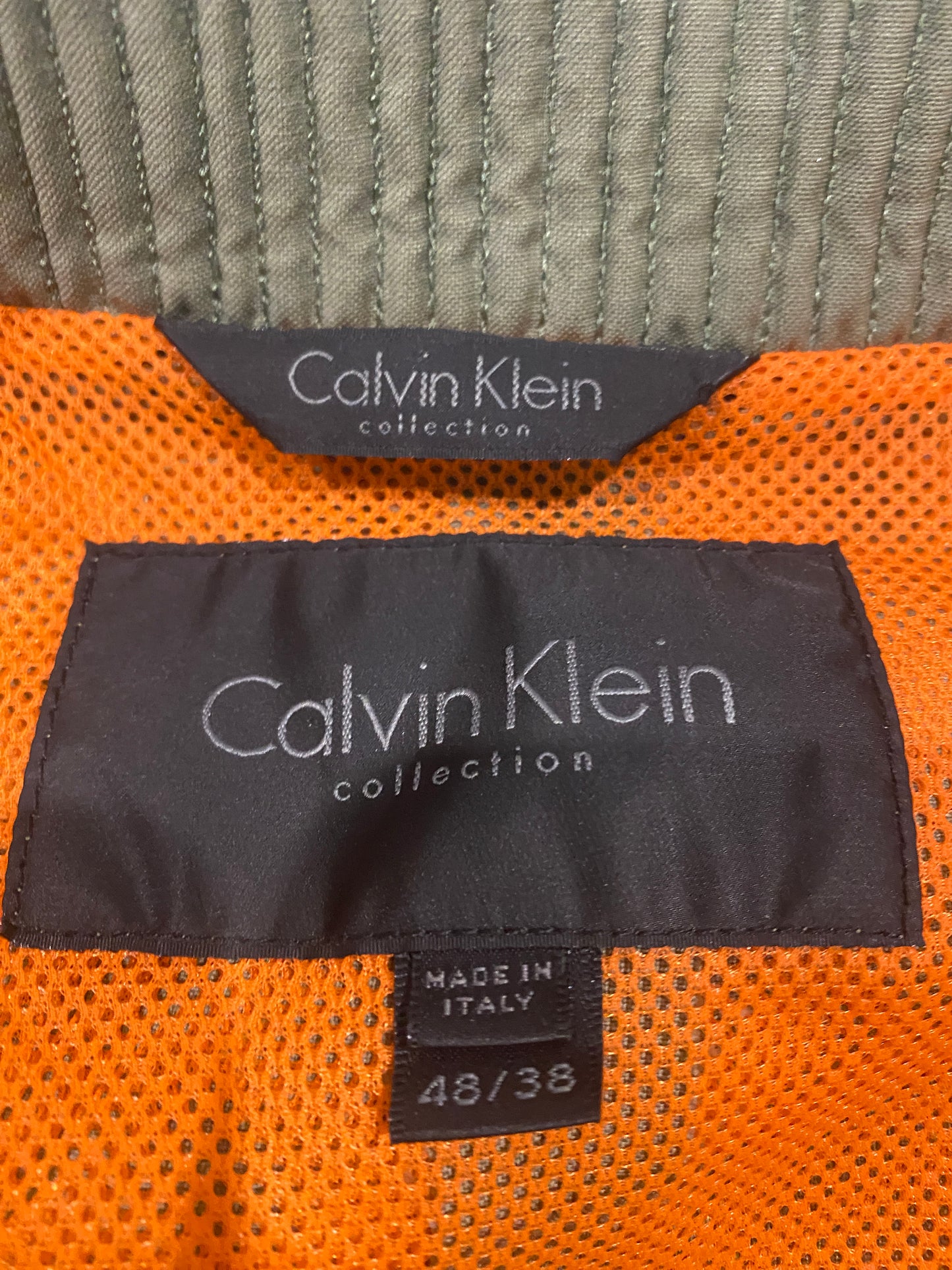 Calvin Klein Collection Jacket Mens 48 (L/XL) Olive Green Bomber Italy Designer
