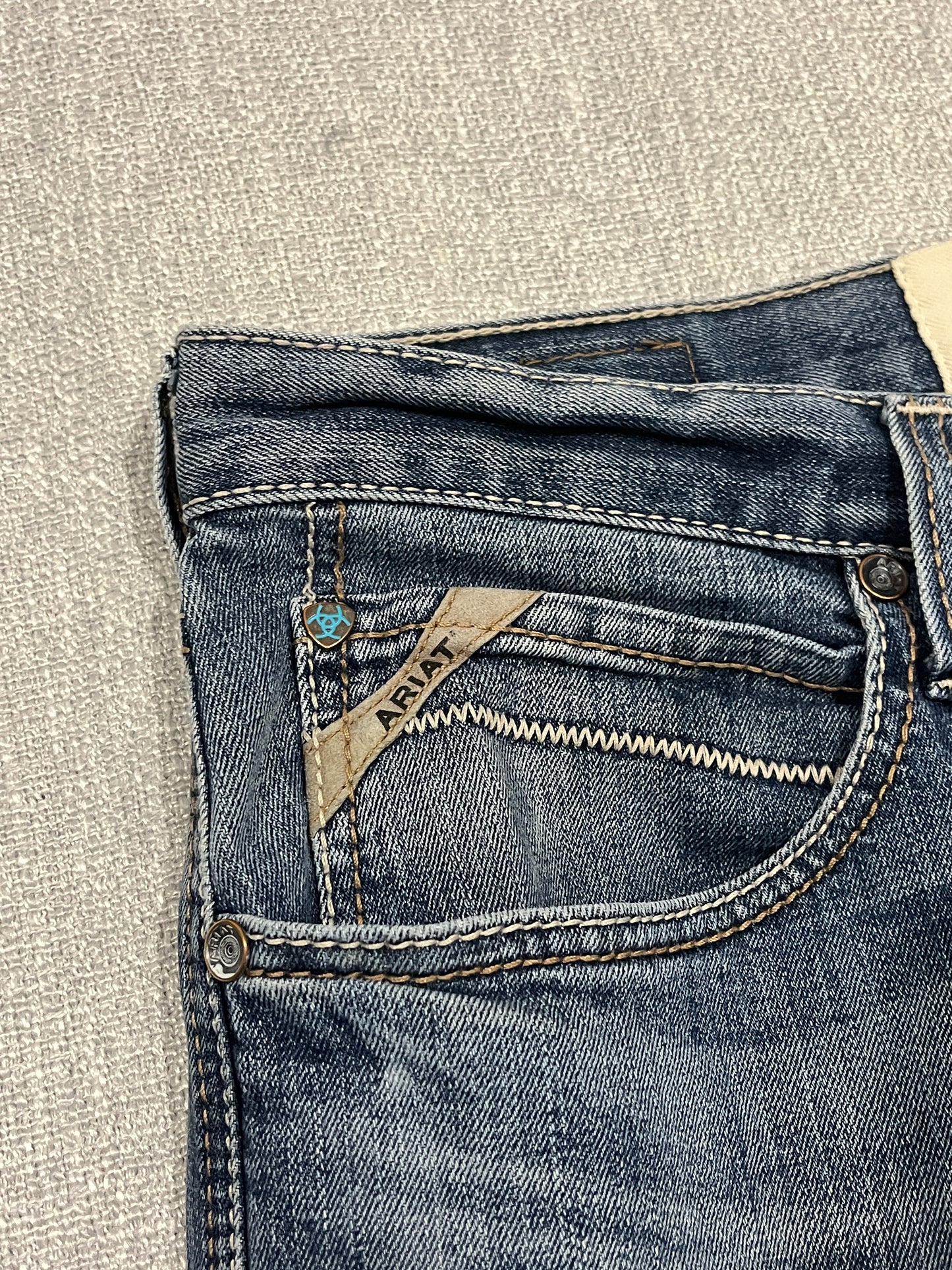 Ariat M4 Low Rise Boot Cut Jeans Mens 32x34 Blue Stretch Denim Western Cowboy