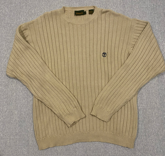 Timberland Vintage Knit Jumper Mens Large Beige Ribbed