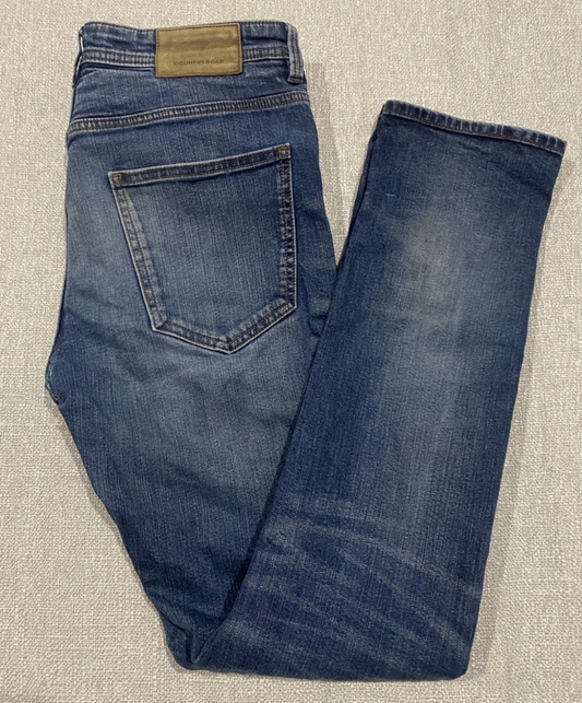 Country Road Slim Jeans Mens 32 Blue Stretch Denim Pants Tapered Casual