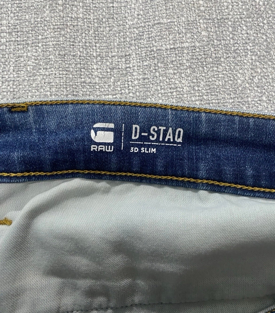 G-Star RAW D-Staq 3D Slim Jeans Men’s W32 (Measures W34) Blue Stretch Denim