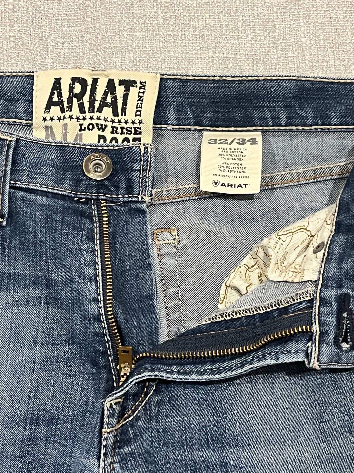 Ariat M4 Low Rise Boot Cut Jeans Mens 32x34 Blue Stretch Denim Western Cowboy
