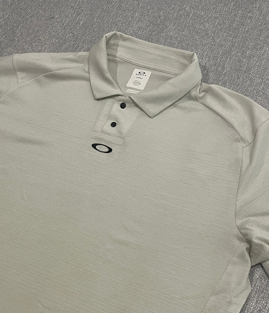 Oakley Golf Hydrolix Polo Shirt Mens 2XL Beige Performance Short Sleeve