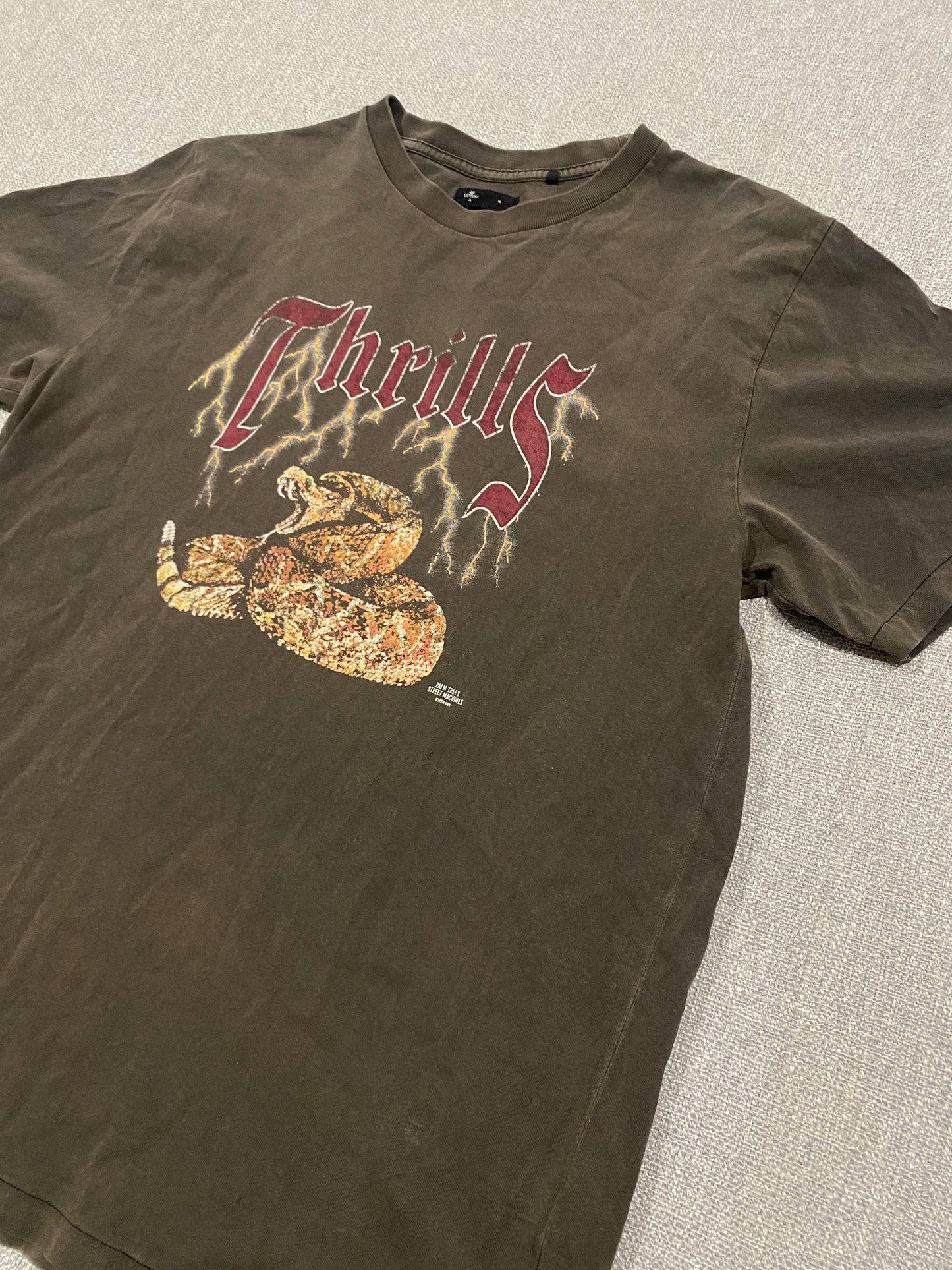 Thrills snake graphic tee mens brown washed vintage style