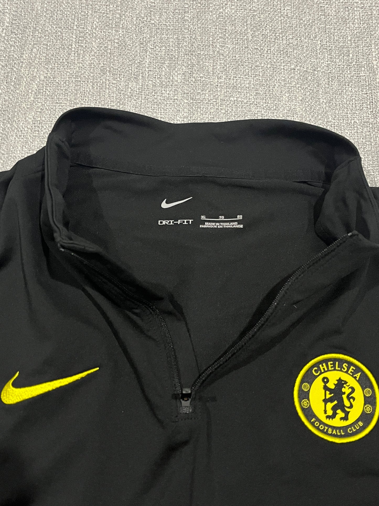 Nike Chelsea FC Dri-FIT Training Top Mens XL Black 1/4 Zip Football Long Sleeve