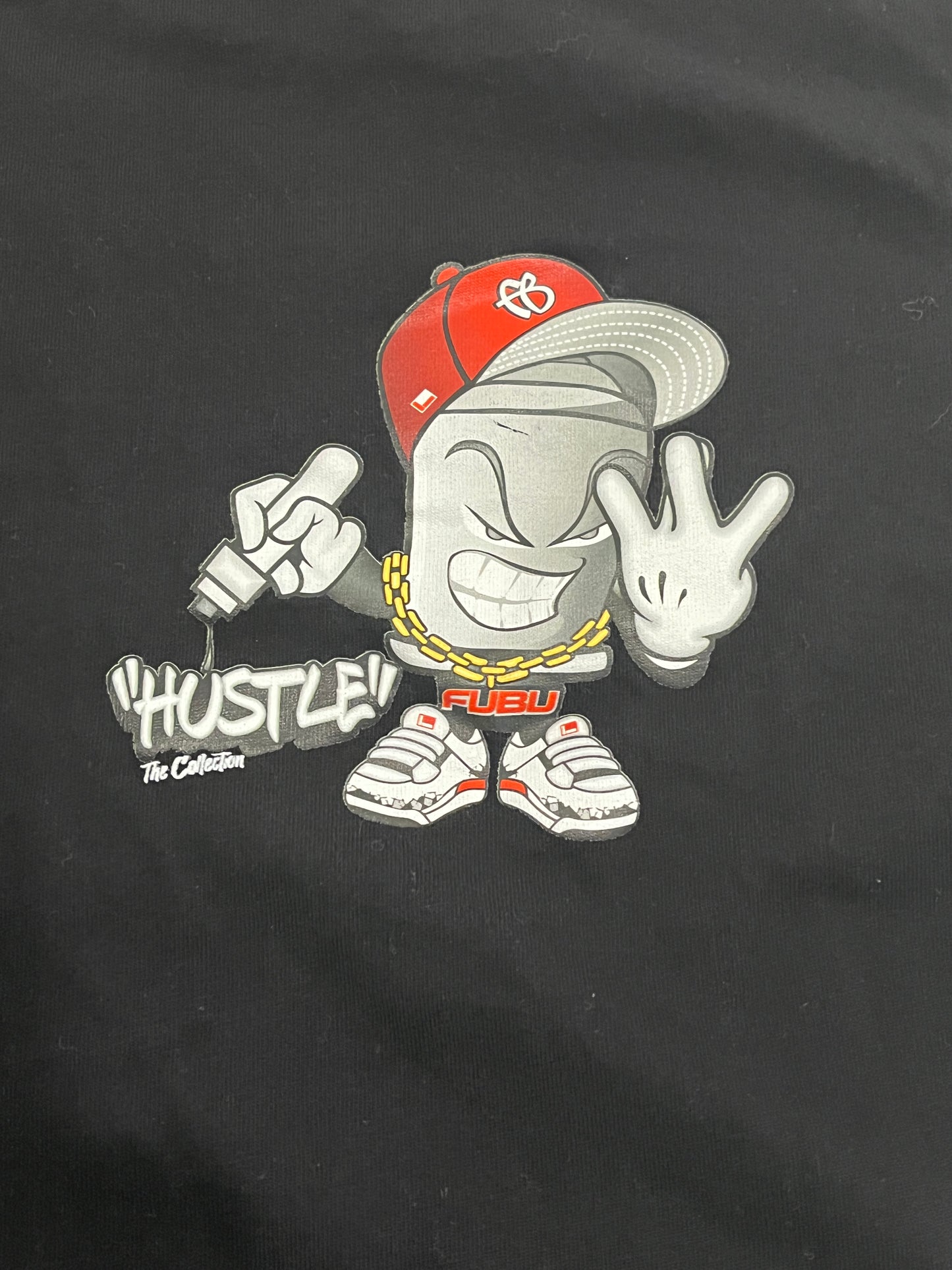 FUBU Worldwide Hustle Graphic T-Shirt Mens Large Black Streetwear Hip Hop Tee