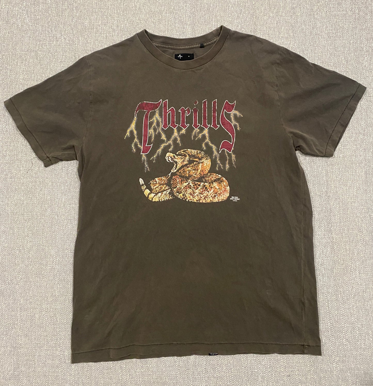 Thrills snake graphic tee mens brown washed vintage style
