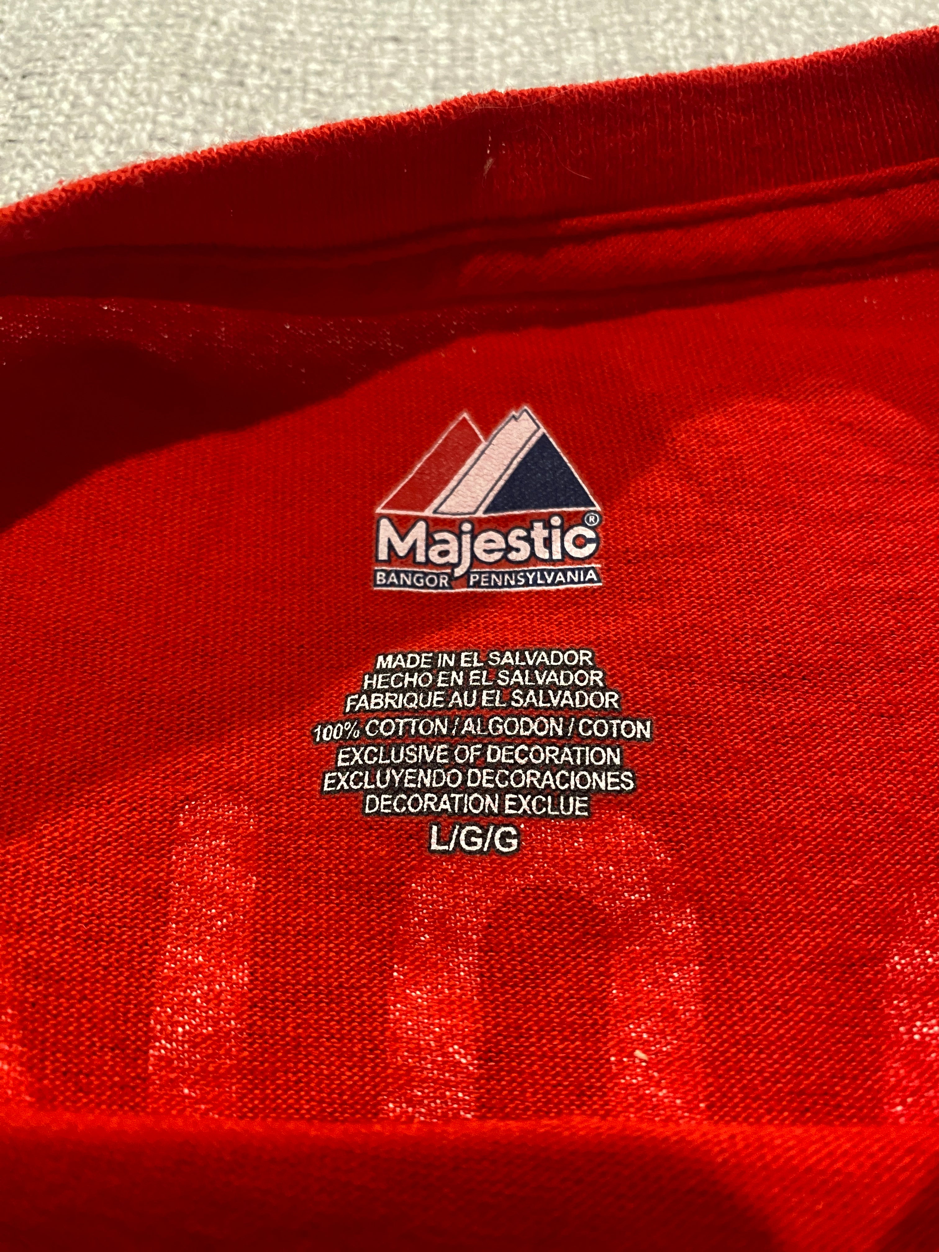 Majestic Phillies Red Tee with Brown 9 on Back