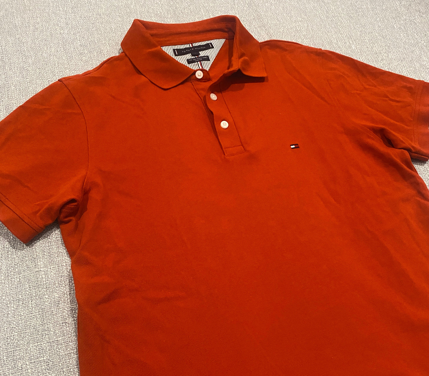 Tommy Hilfiger 1985 Polo Shirt Men’s Large Slim Fit Burnt Orange