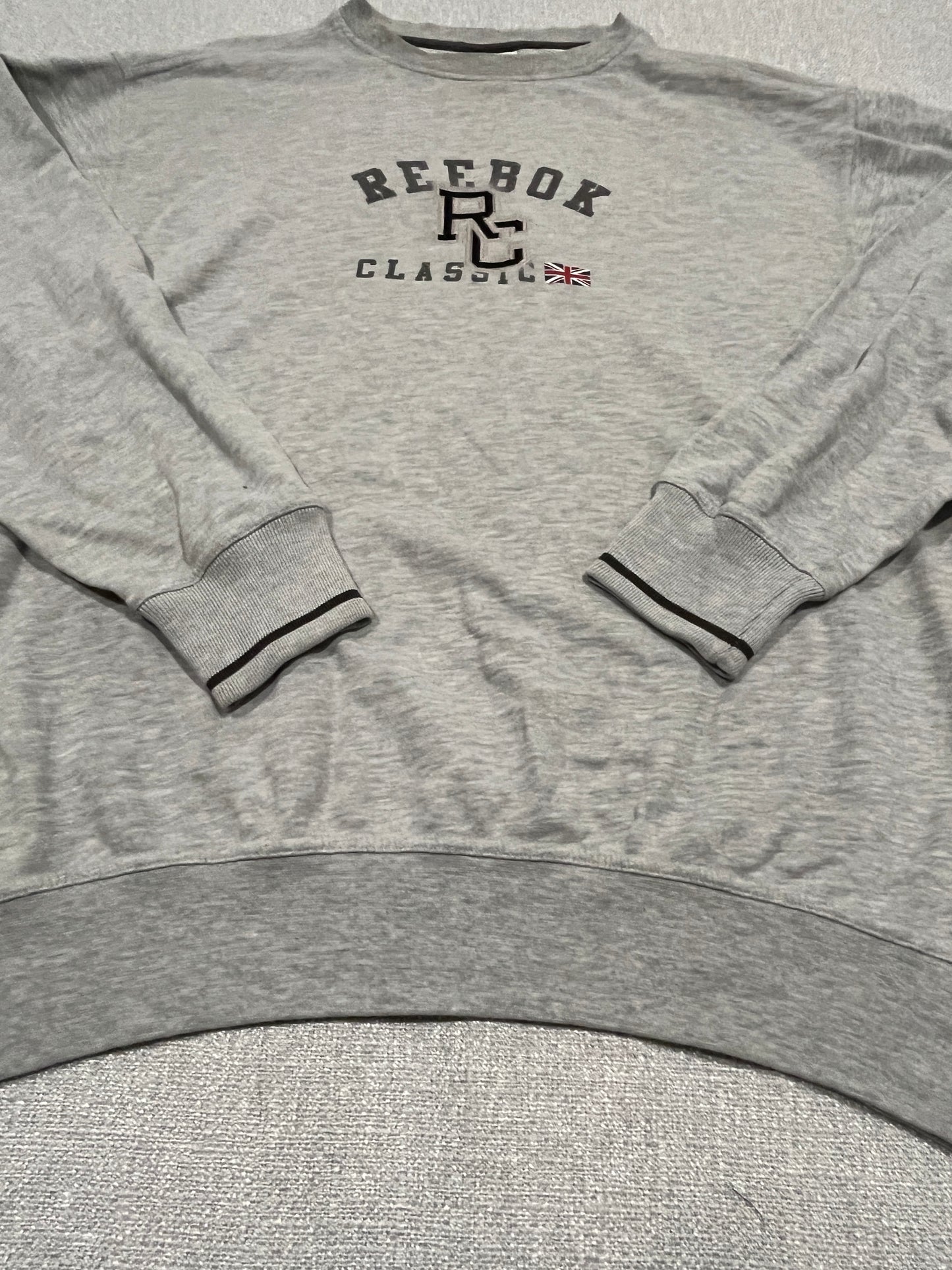 Reebok Classic Sweatshirt Mens 2XL Grey Crew Neck Pullover Jumper RC Logo