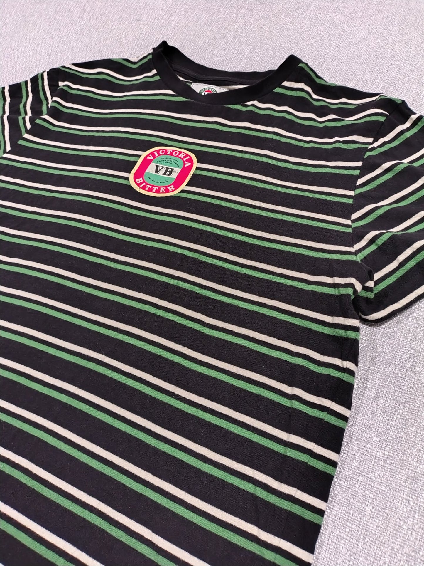 VB Victoria Bitter Striped Tee Size L Streetwear Y2K