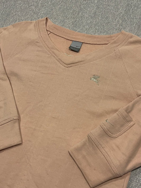 Nike Pegasus Women’s 3/4 Sleeve Sweatshirt – Large – Beige/Pink