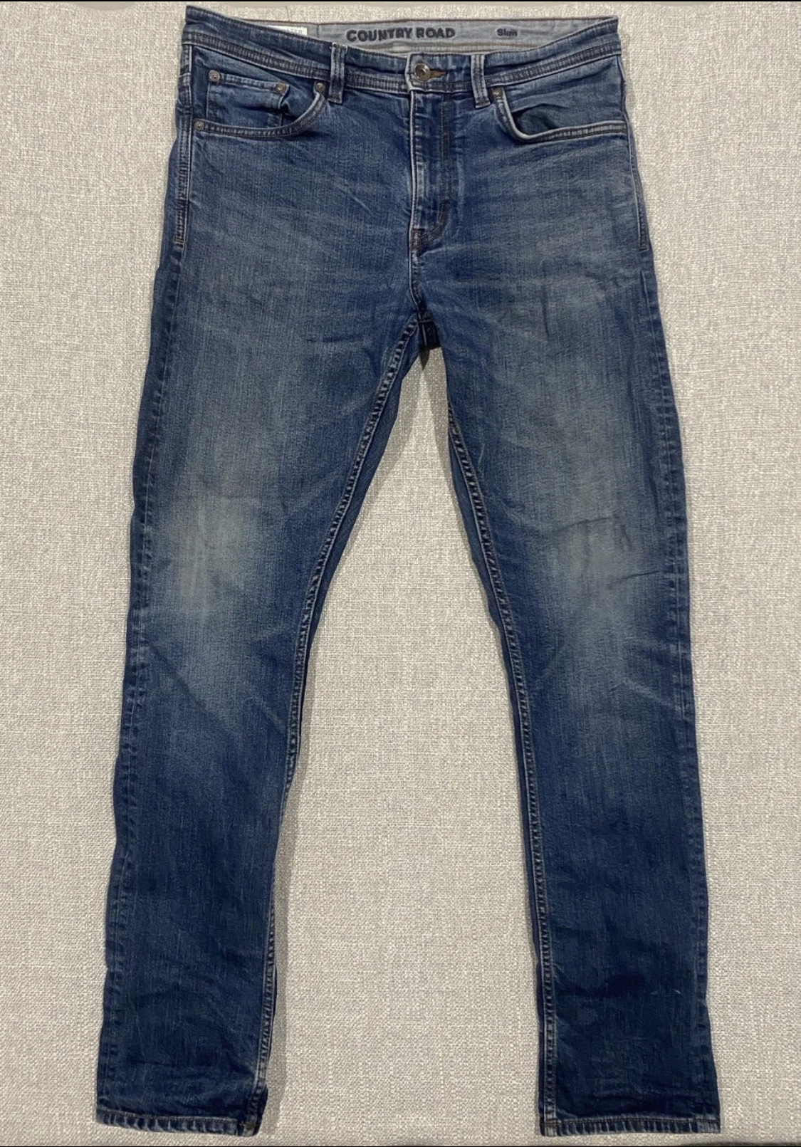 Country Road Slim Jeans Mens 32 Blue Stretch Denim Pants Tapered Casual