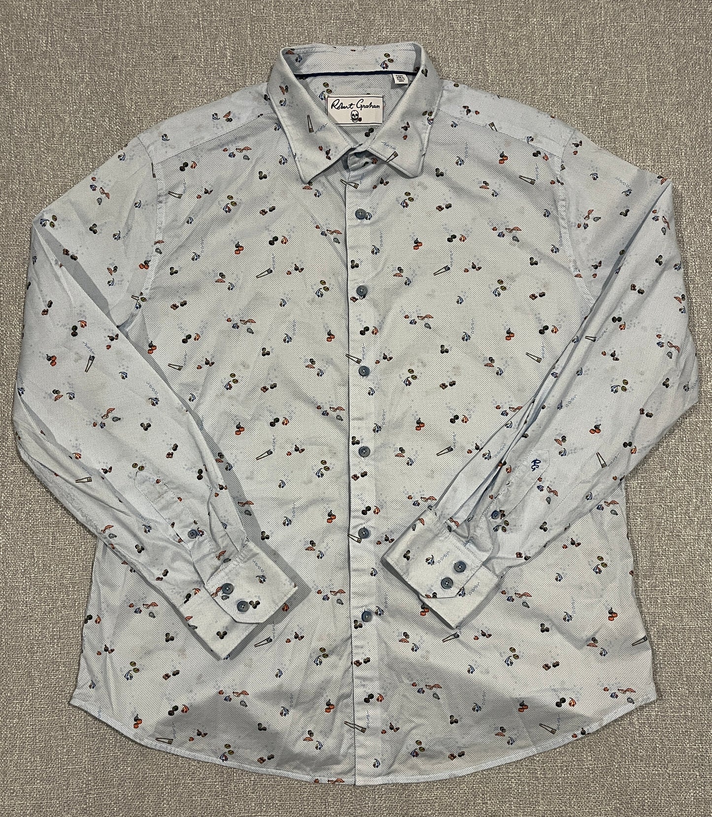 Robert Graham Men’s 2XL Button Up Shirt Novelty Sushi Cotton Stretch
