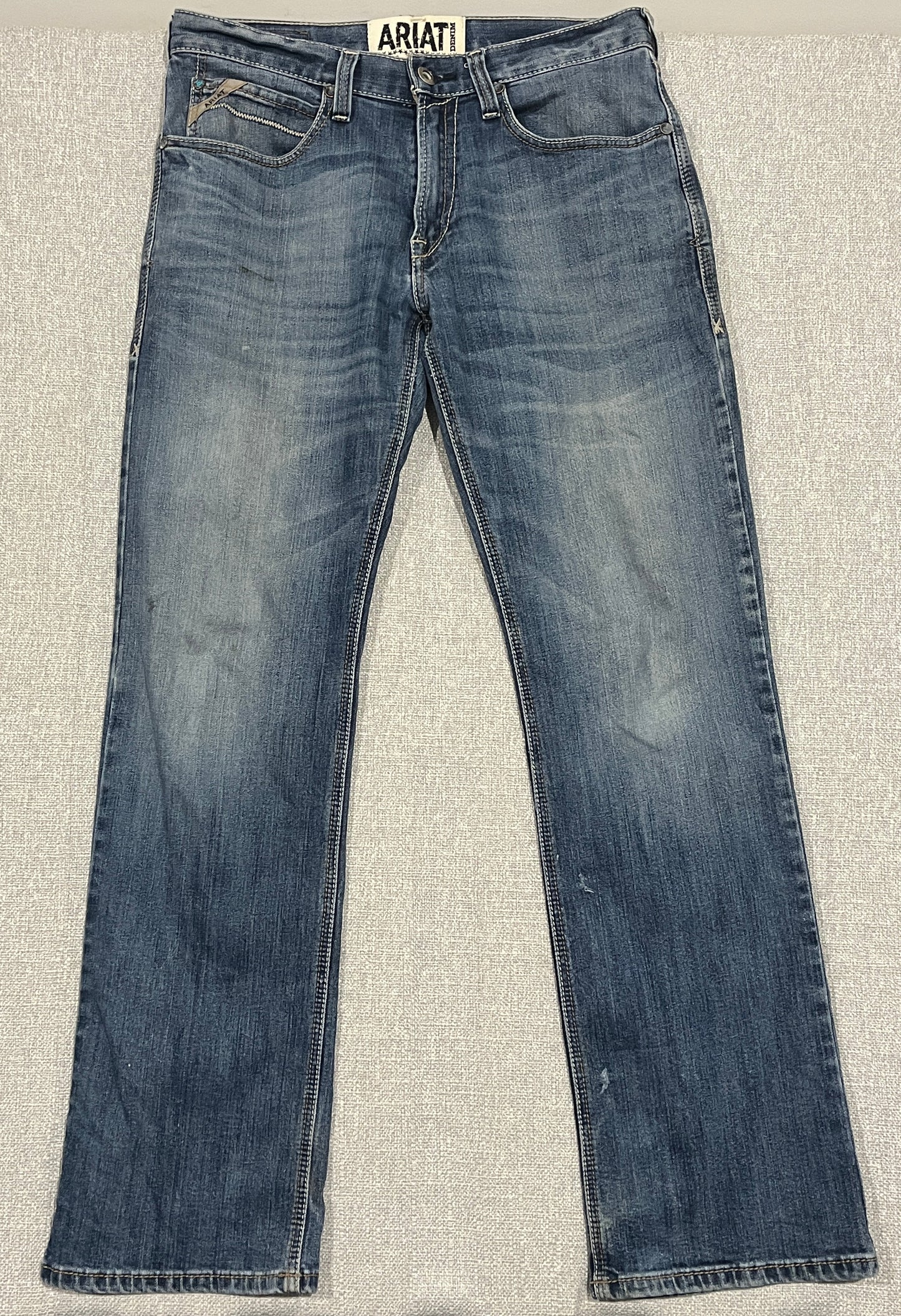 Ariat M4 Low Rise Boot Cut Jeans Mens 32x34 Blue Stretch Denim Western Cowboy