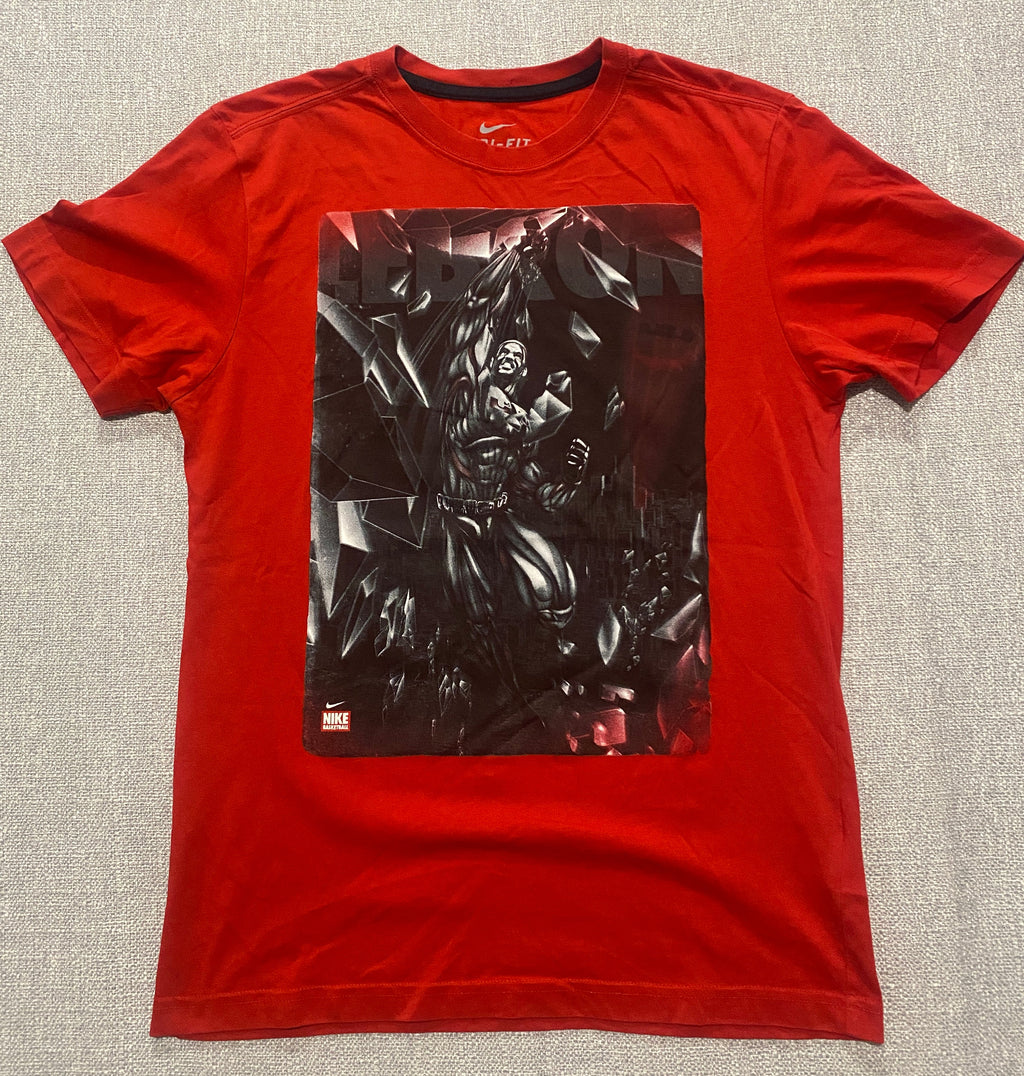 LeBron James King Superhero Nike Dri Fit Red Tee