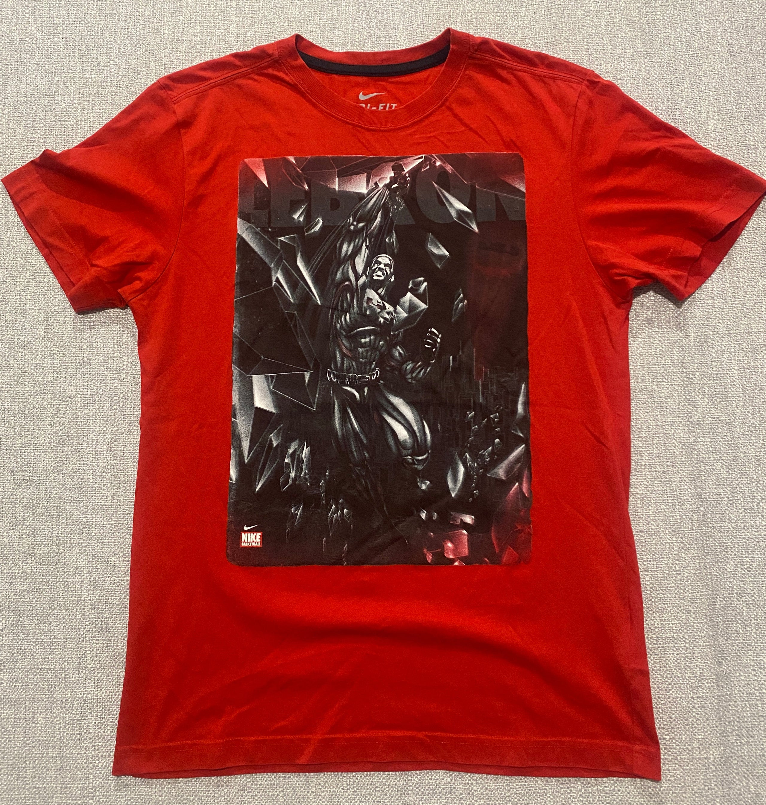 LeBron James King Superhero Nike Dri Fit Red Tee