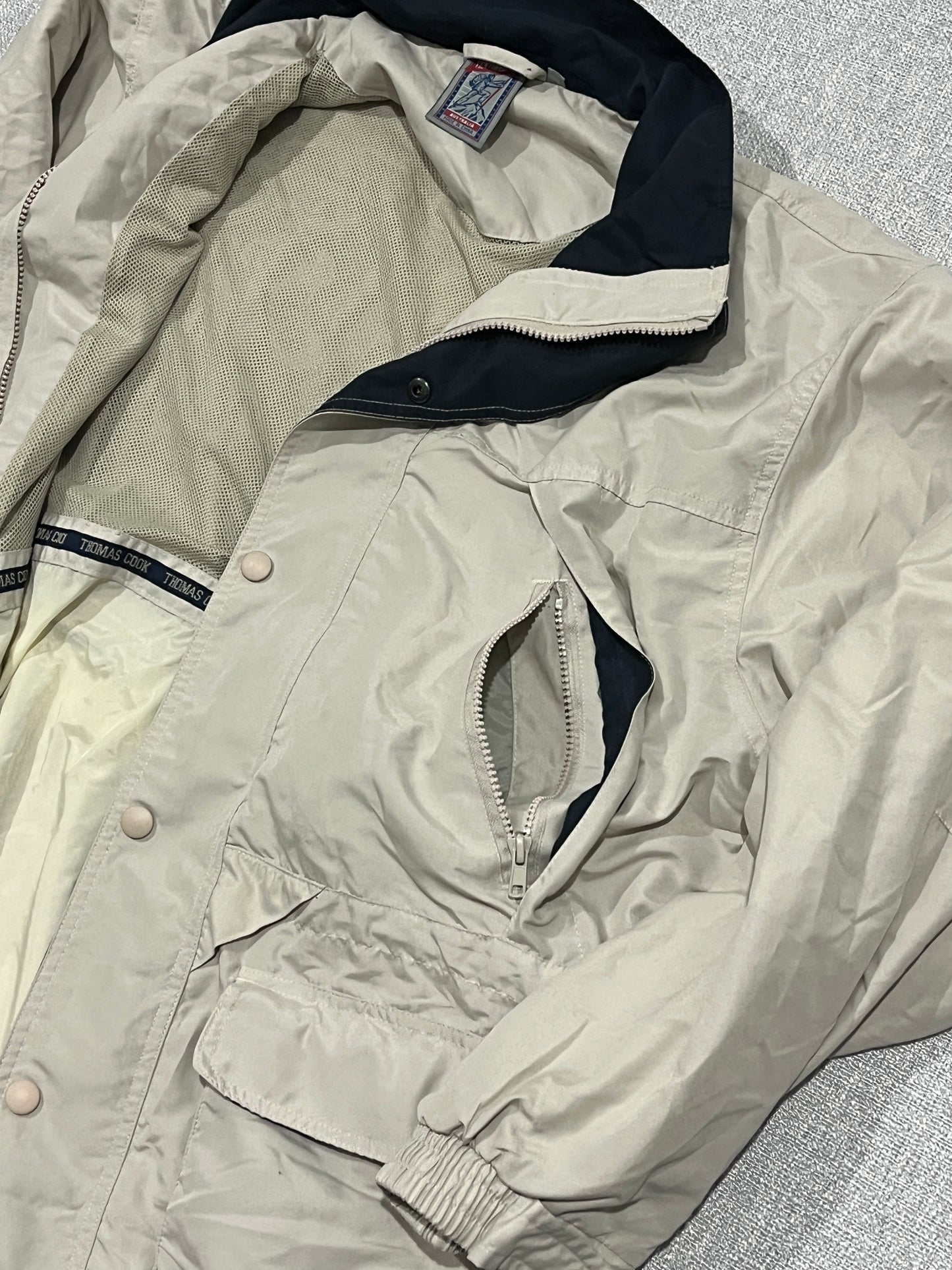 Thomas Cook VenturLite Waterproof Jacket Mens M Beige Outdoor Hiking Teflon Coat
