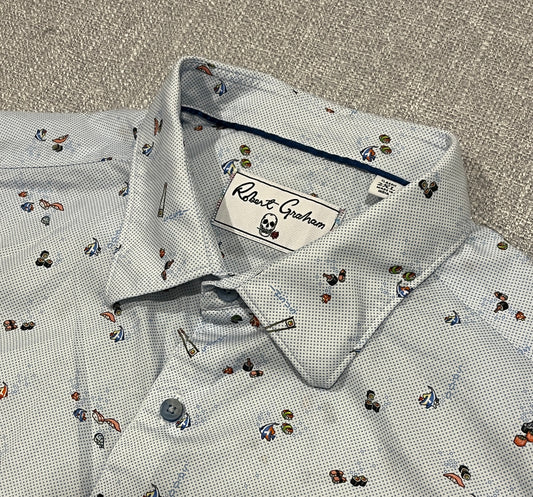 Robert Graham Men’s 2XL Button Up Shirt Novelty Sushi Cotton Stretch