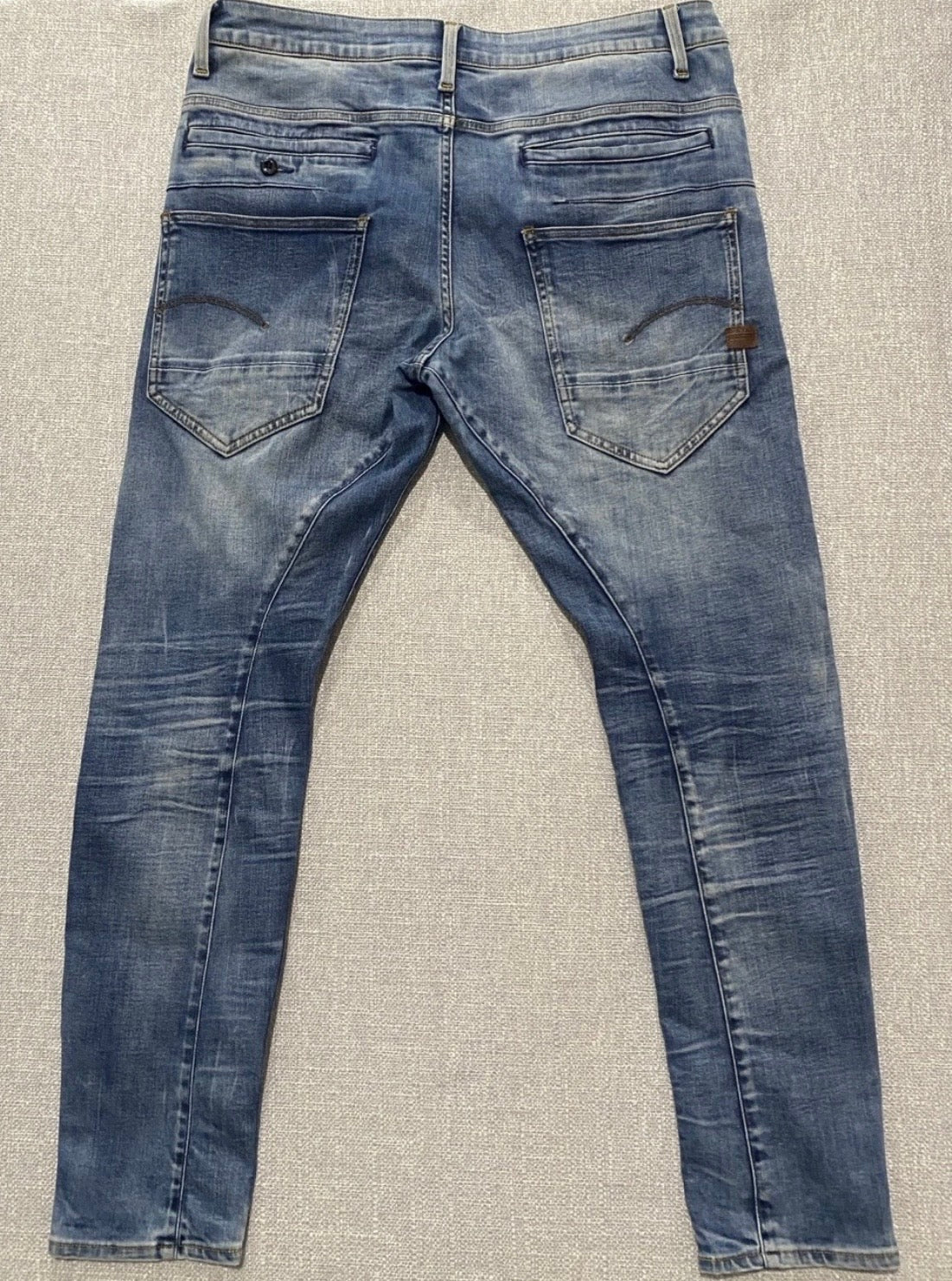 G-Star RAW D-Staq 3D Slim Jeans Men’s W32 (Measures W34) Blue Stretch Denim