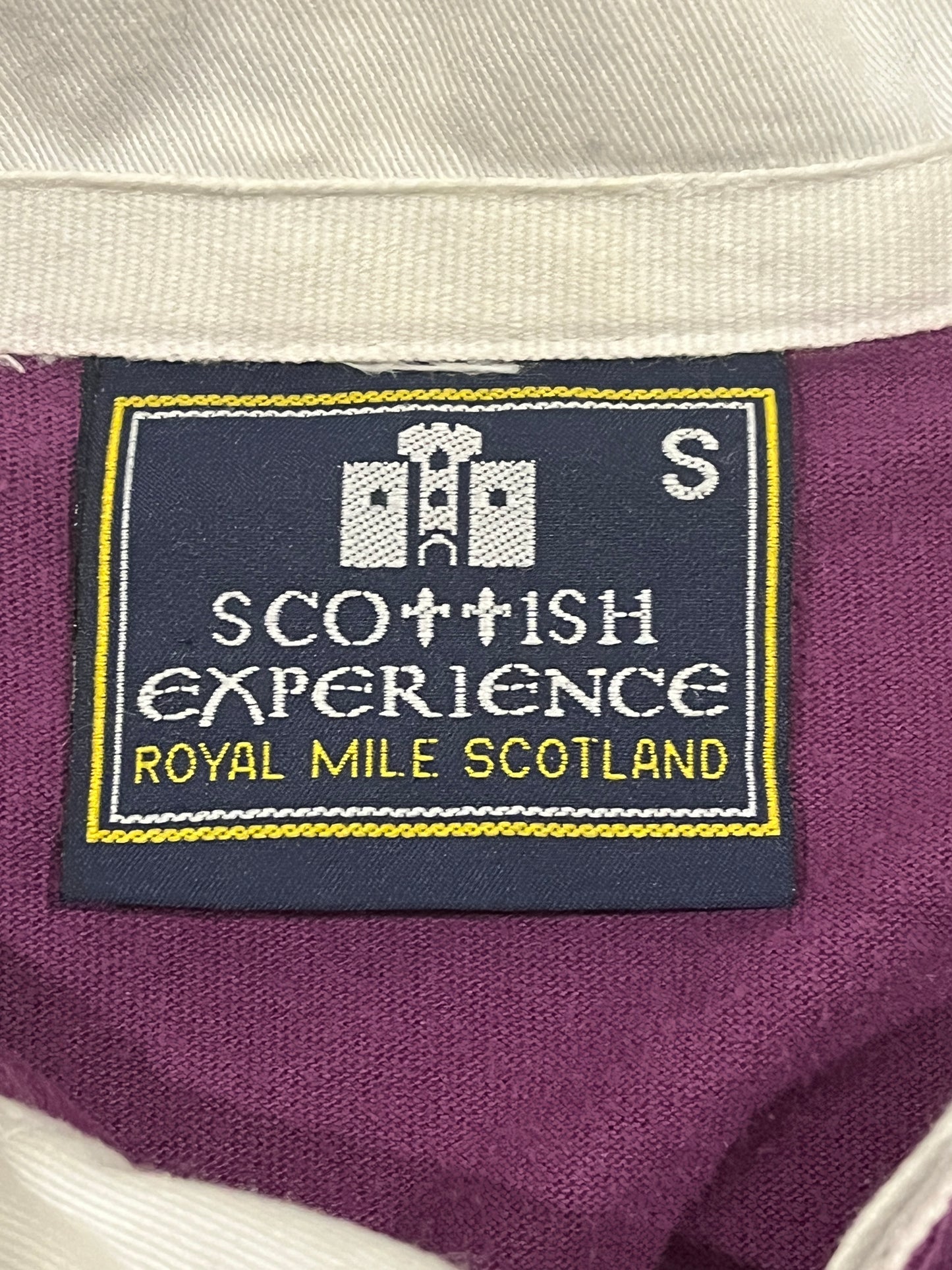 Scottish Experience Scotland Rugby Jersey Purple Navy Striped Long Sleeve Size S