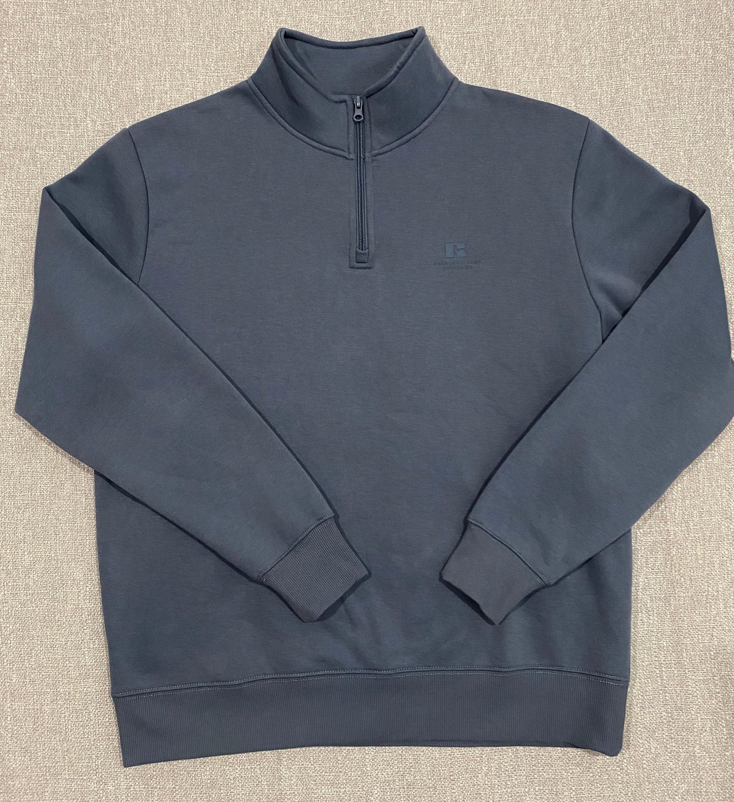 Russell Athletic Quarter Zip Sweatshirt Mens Medium Grey Pullover Fleece Jumper