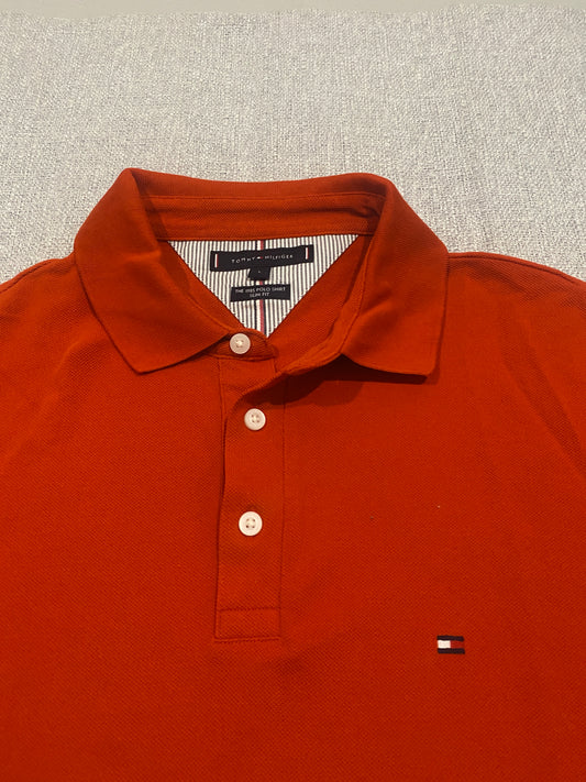 Tommy Hilfiger 1985 Polo Shirt Men’s Large Slim Fit Burnt Orange
