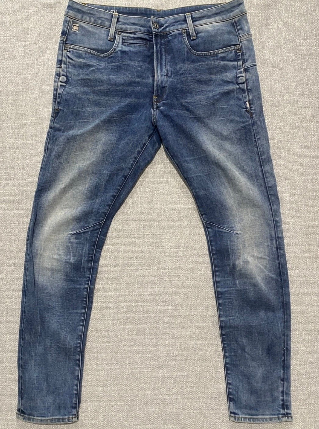 G-Star RAW D-Staq 3D Slim Jeans Men’s W32 (Measures W34) Blue Stretch Denim