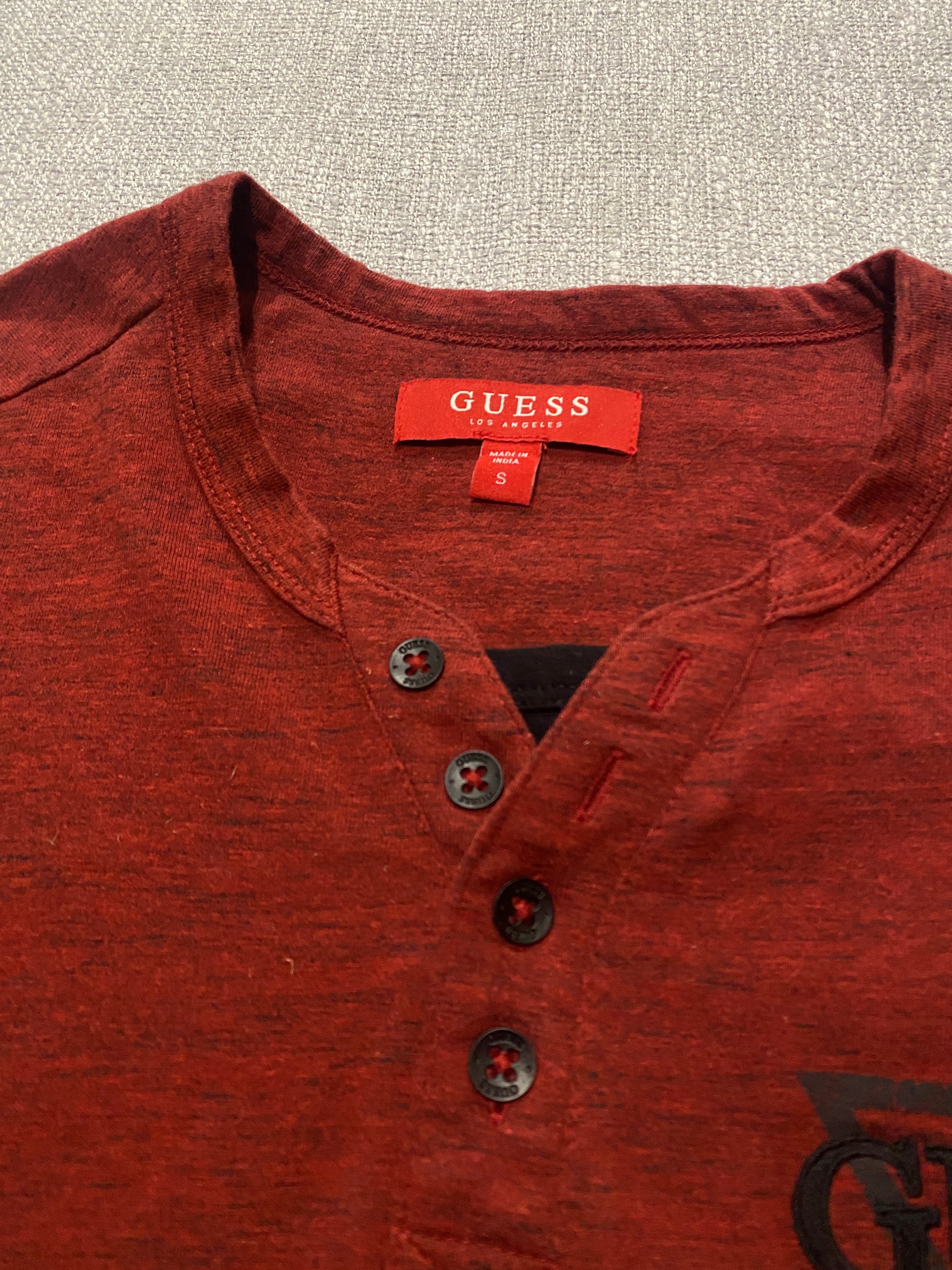 Guess Denim Red Henley Tee