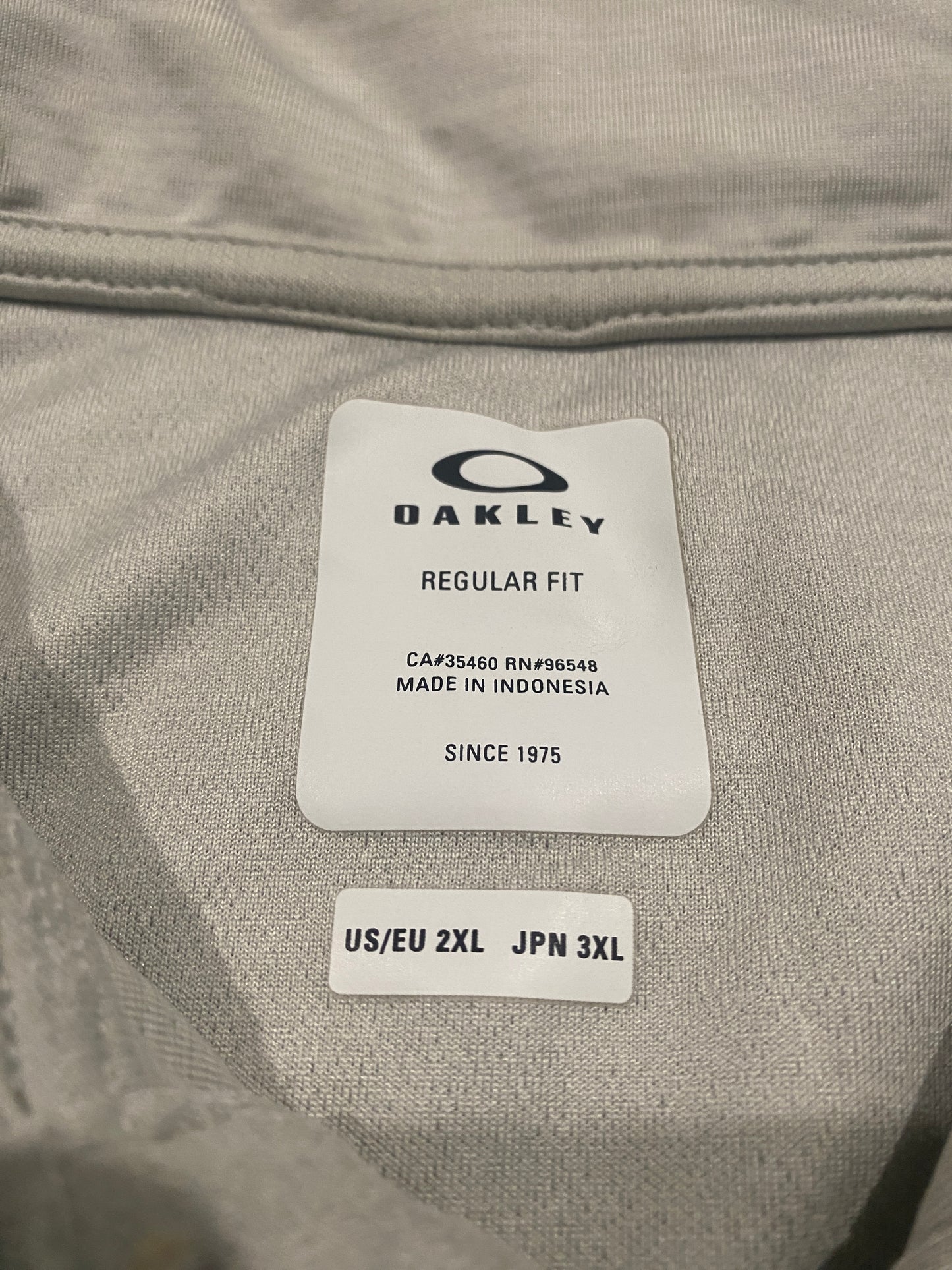 Oakley Regular Fit Polo Shirt Men’s 2XL Grey Performance Golf Casual