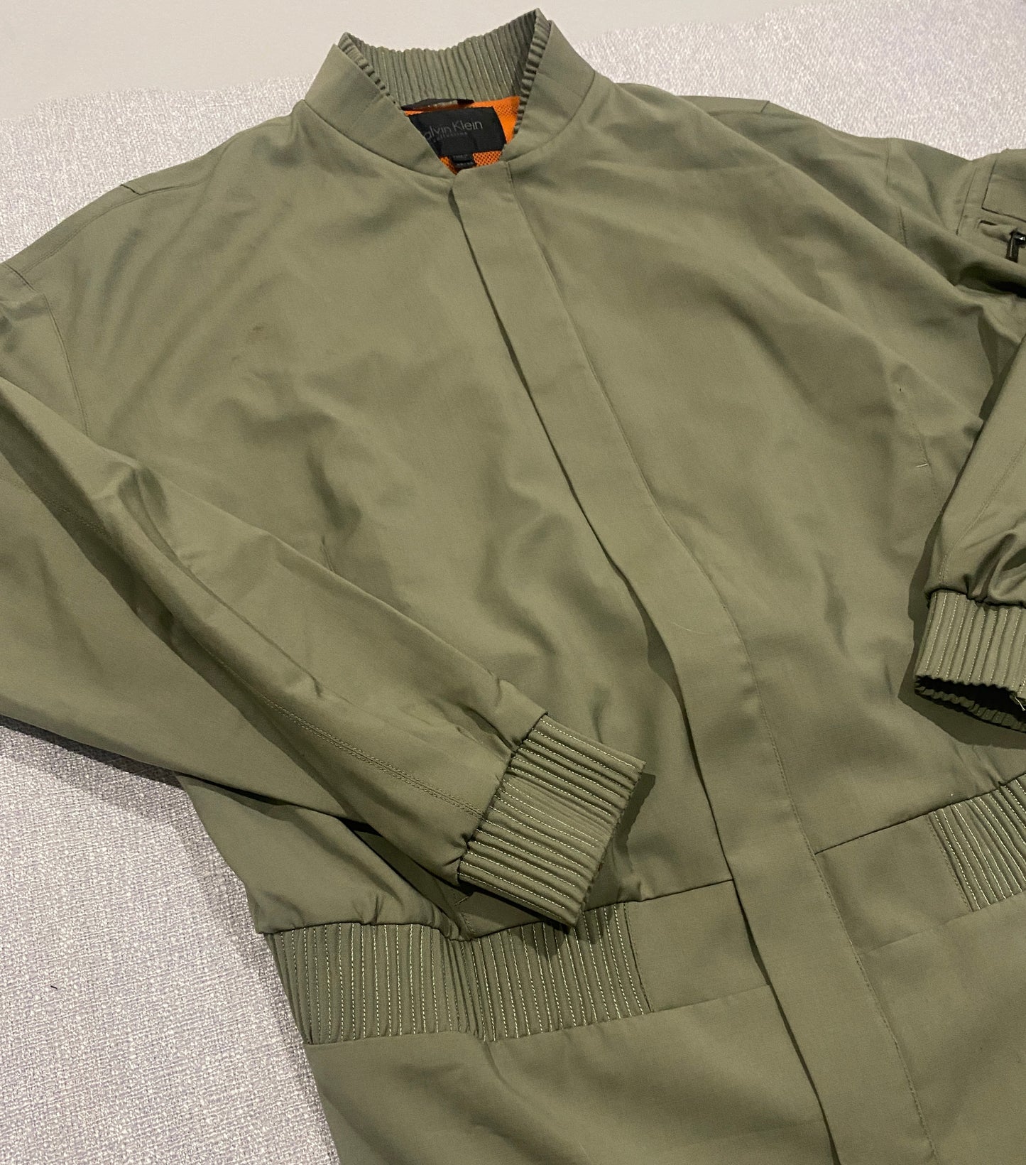 Calvin Klein Collection Jacket Mens 48 (L/XL) Olive Green Bomber Italy Designer