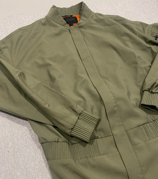 Calvin Klein Collection Jacket Mens 48 (L/XL) Olive Green Bomber Italy Designer