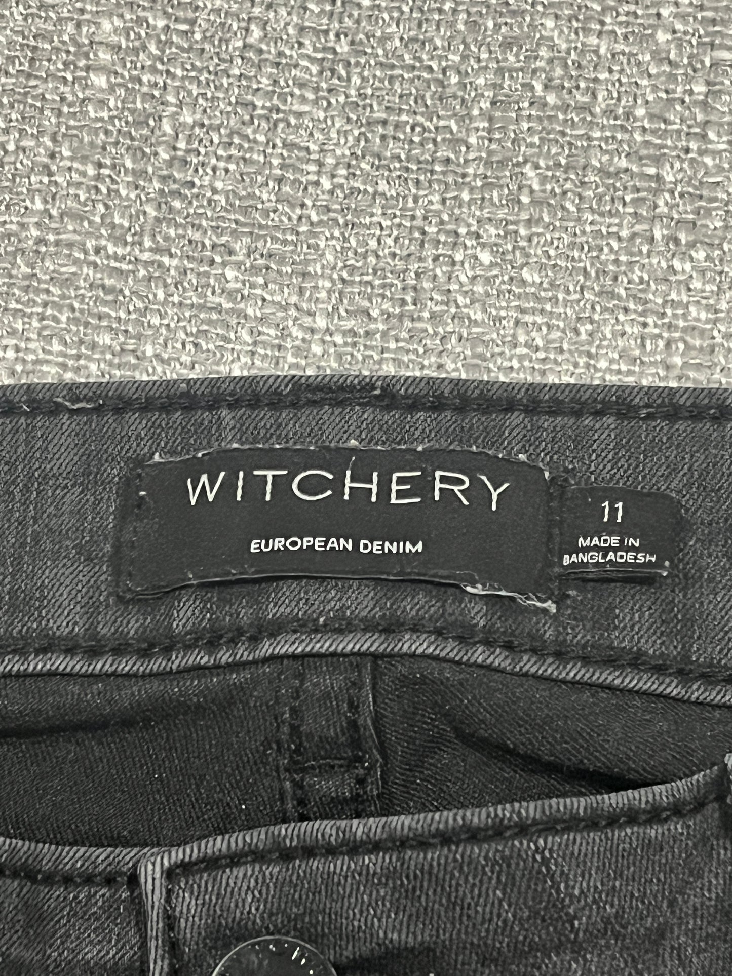 Witchery black skinny jeans with split hem - size 11