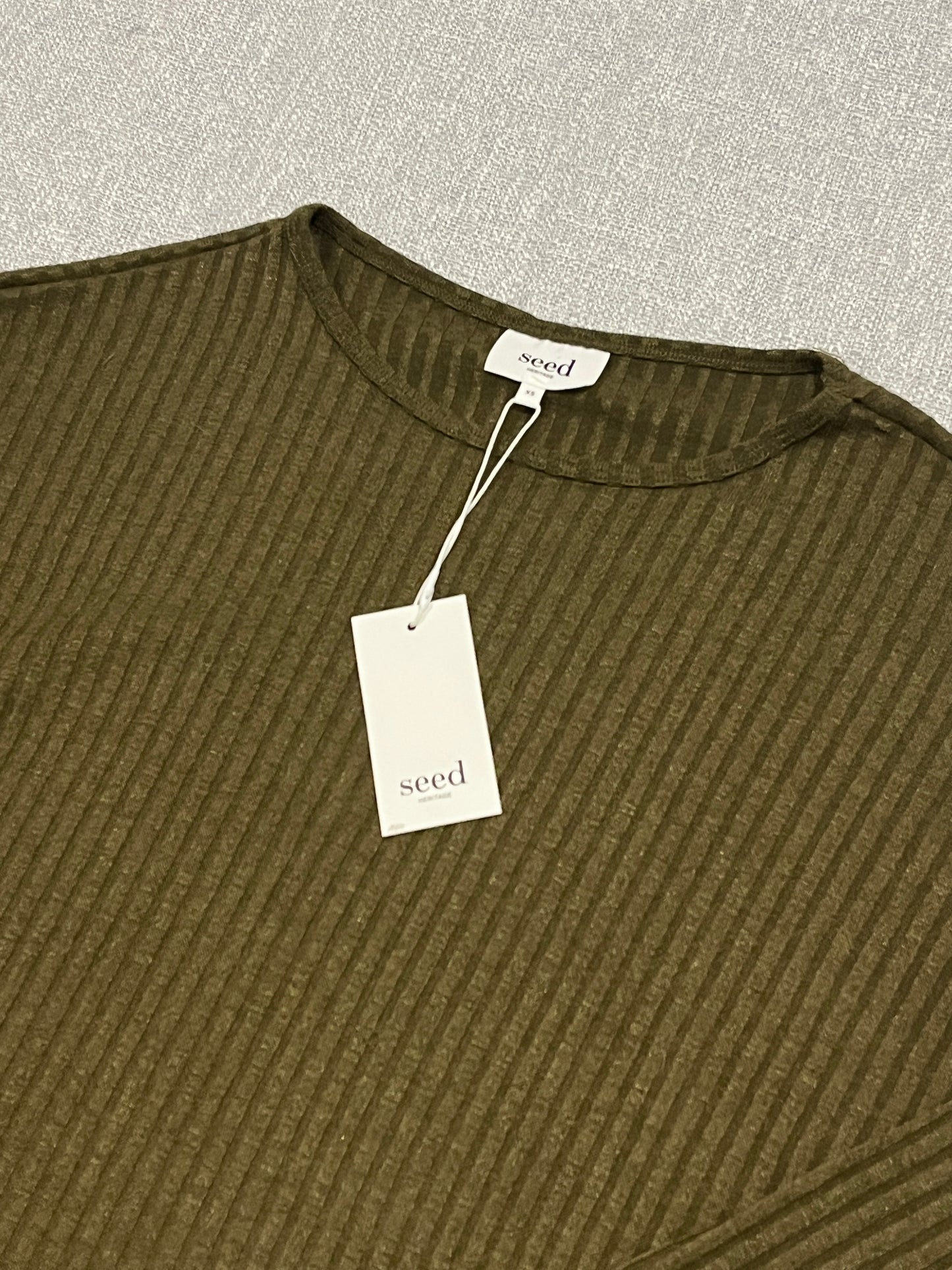 Seed Heritage Women’s Ribbed Long Sleeve Olive top size XS