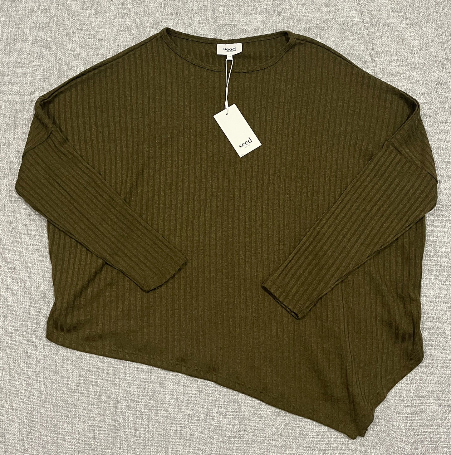 Seed Heritage Women’s Ribbed Long Sleeve Olive top size XS