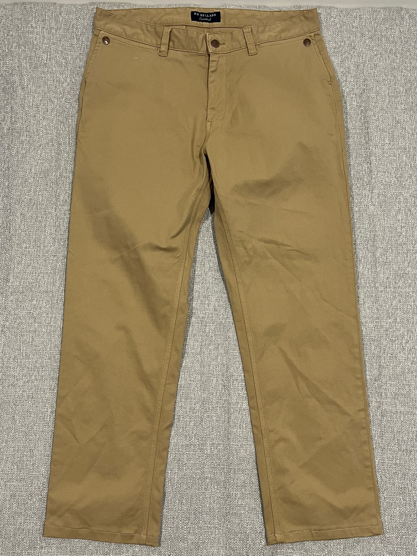RB Sellars Carathool Chino Pants Mens 36x32 Beige Stretch Cotton Work Casual