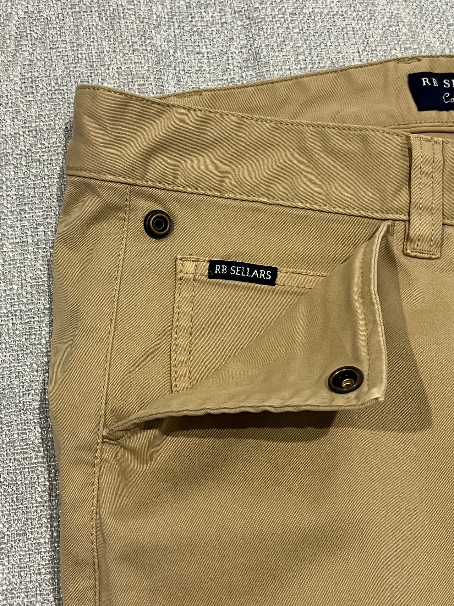 RB Sellars Carathool Chino Pants Mens 36x32 Beige Stretch Cotton Work Casual