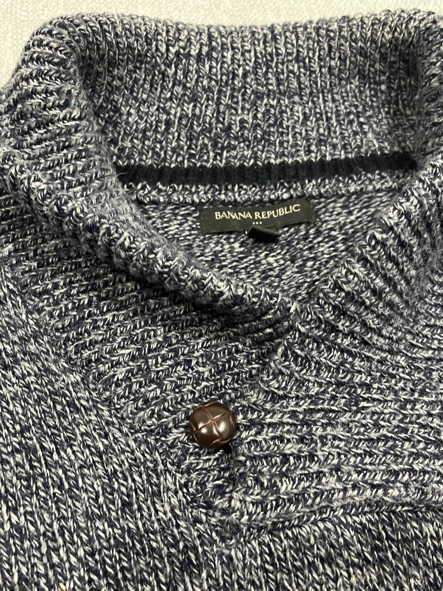 Banana Republic Shawl Collar Knit Sweater Men’s Large Grey Marle Wool Blend