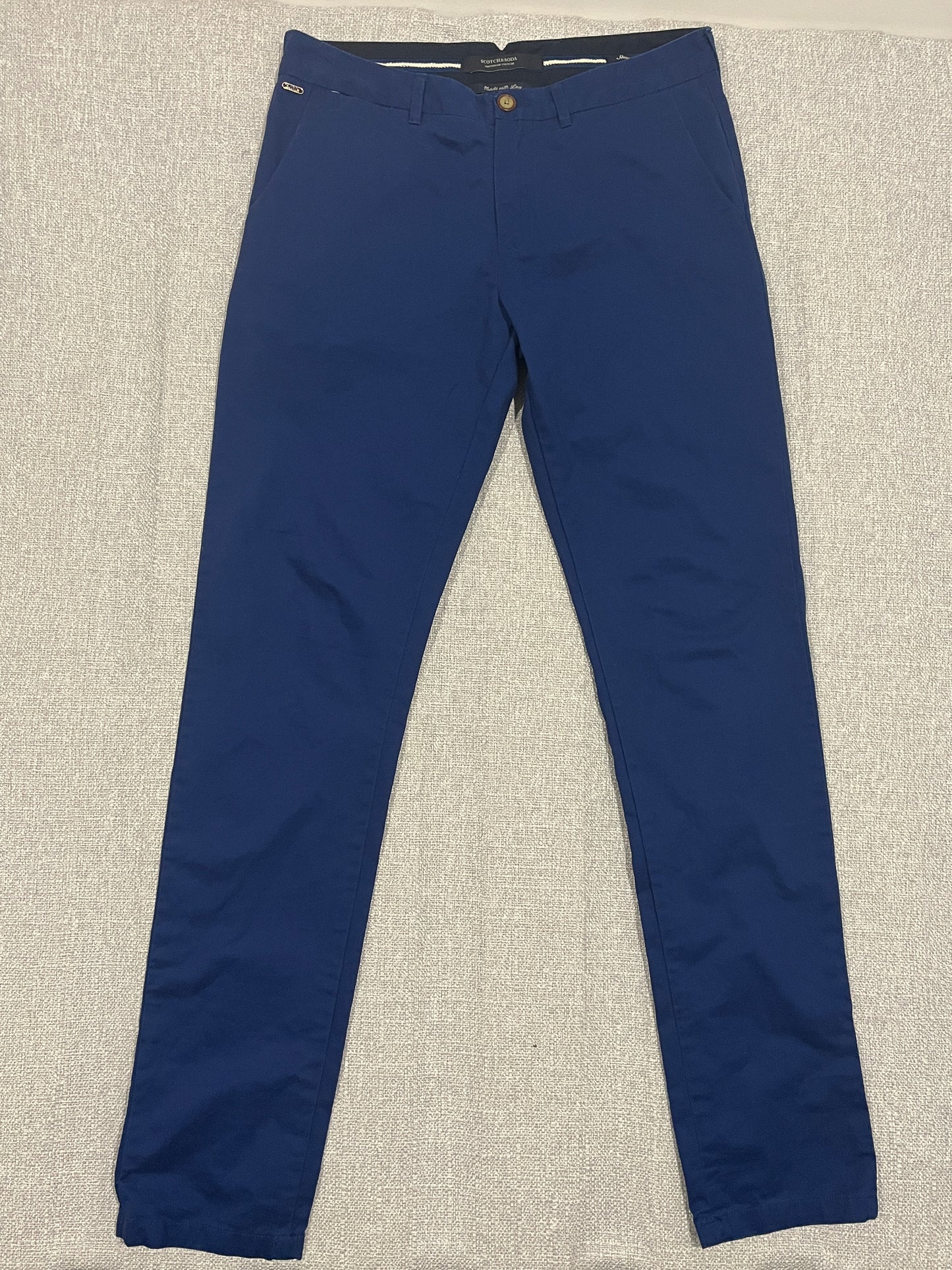 Scotch & Soda Stuart Chino Pants Mens W28 L32 Blue Slim Fit Amsterdam Couture