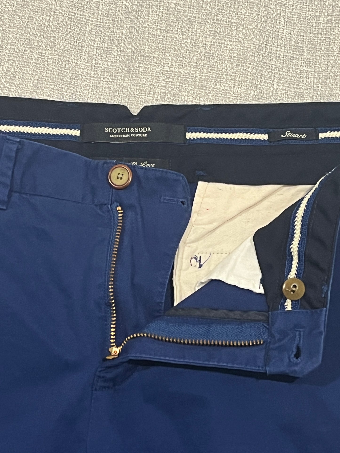 Scotch & Soda Stuart Chino Pants Mens W28 L32 Blue Slim Fit Amsterdam Couture