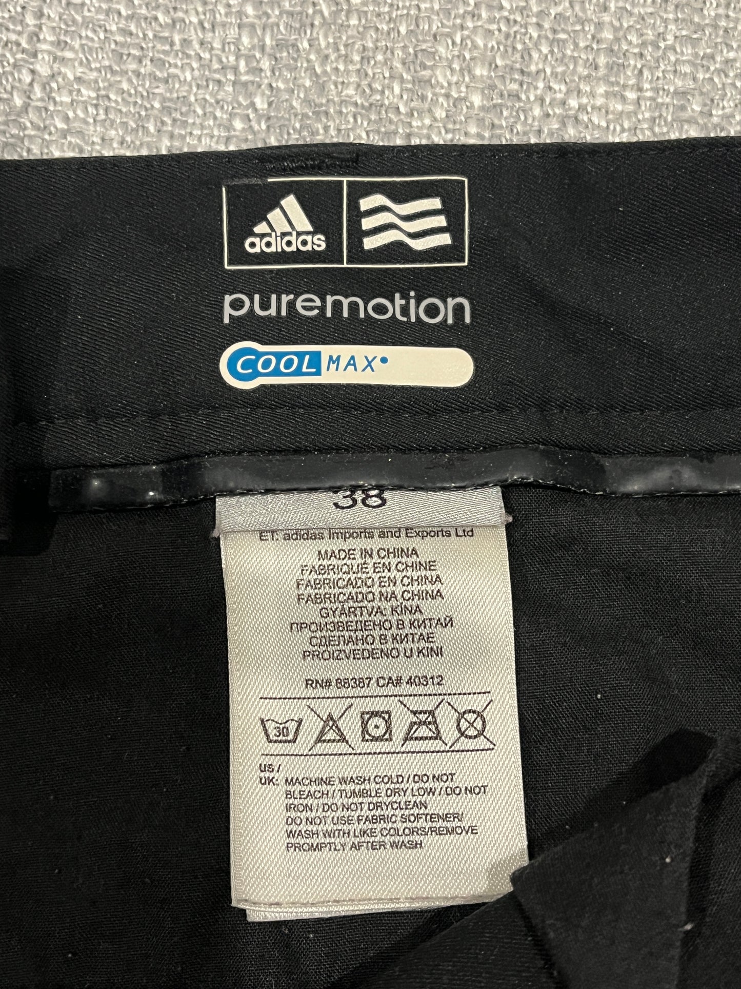 Adidas Puremotion CoolMax Golf Shorts Mens 38 Black Performance Stretch