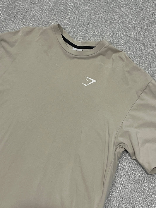Gymshark Essential T-Shirt Mens Medium Beige Short Sleeve Gym Training