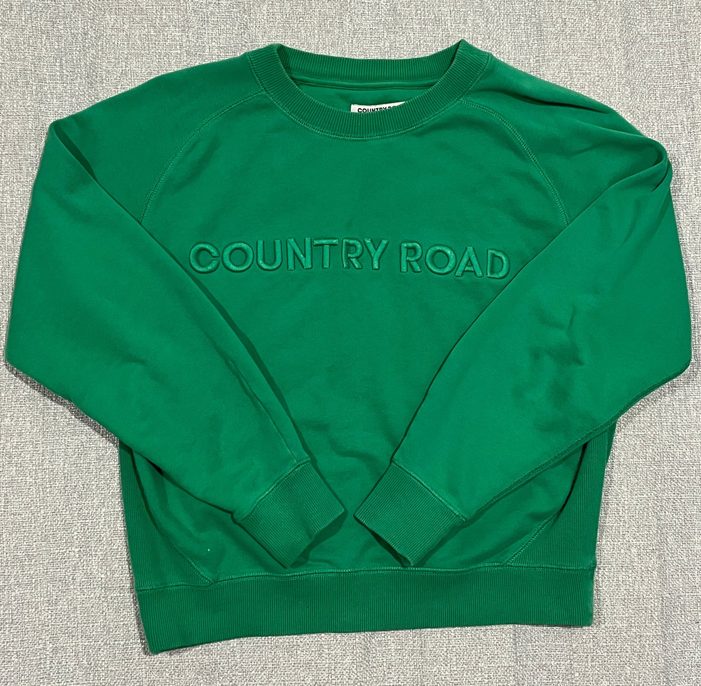 Country Road Embroidered Logo Crew Neck Sweatshirt Womens XXS Green Cotton Jumper