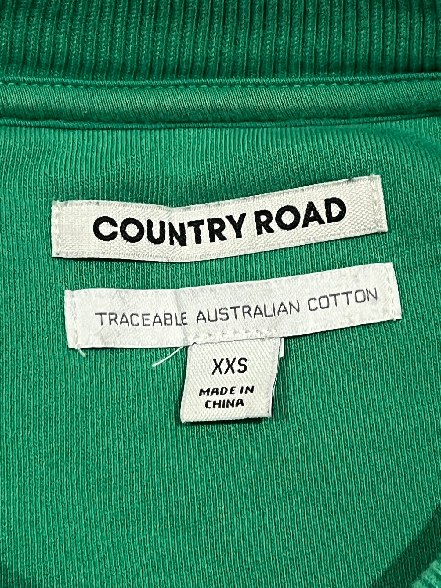 Country Road Embroidered Logo Crew Neck Sweatshirt Womens XXS Green Cotton Jumper